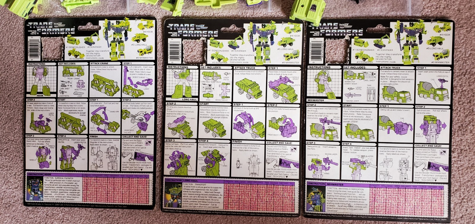 Transformers G1 Vintage DEVASTATOR = Constructicons 100% complete w/6 Cardbacks