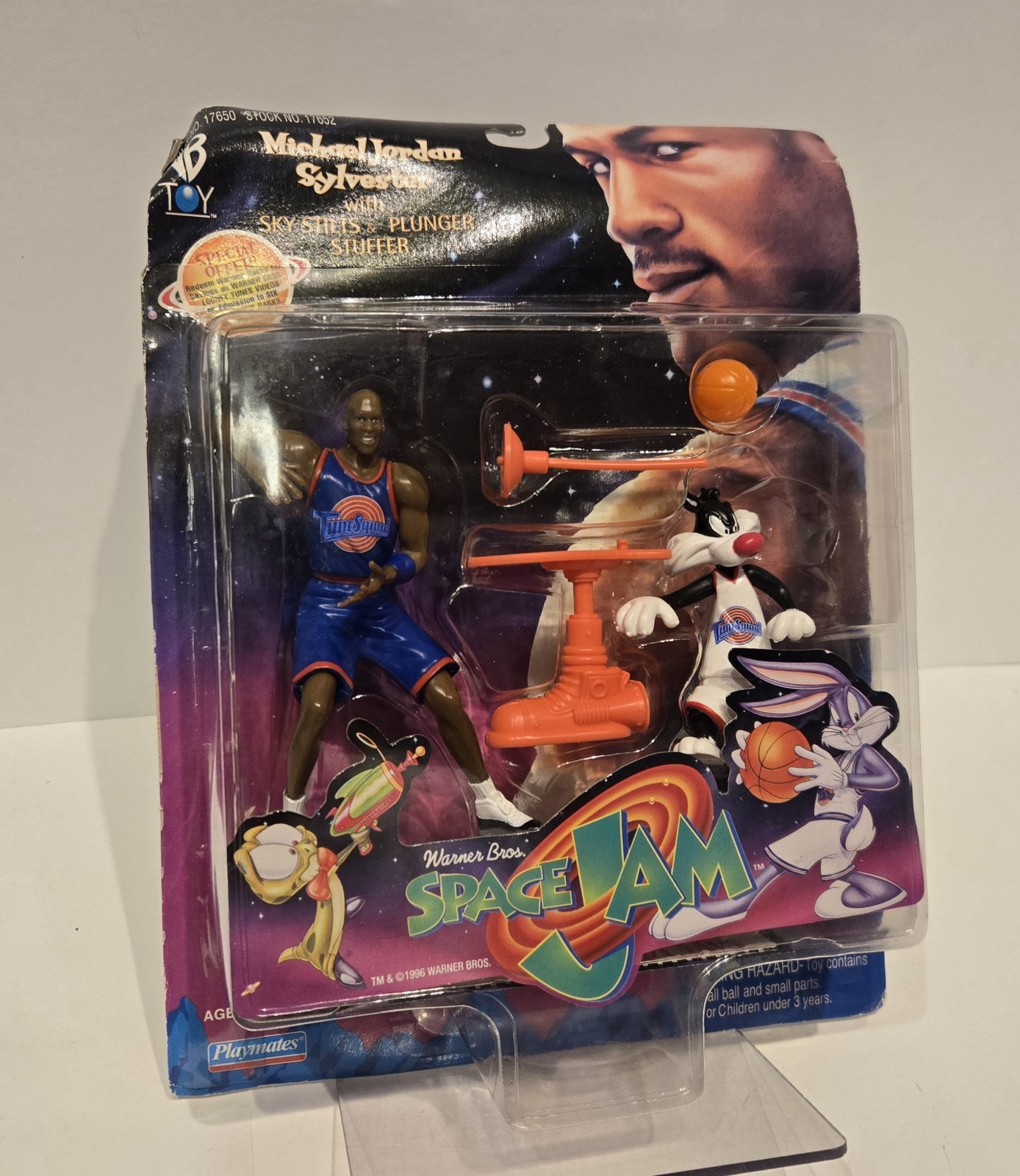 Vintage 1996 Playmates Space Jam Michael Jordan Sylvester Action Figure Set NEW