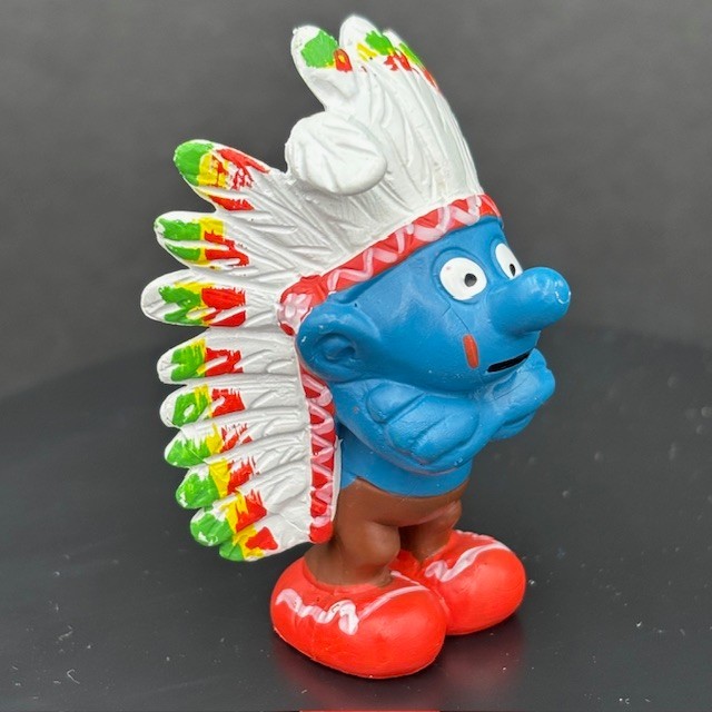 Smurfs 20144 American Indian Smurf Chief Colorful Headdress Vtg Schleich Figure