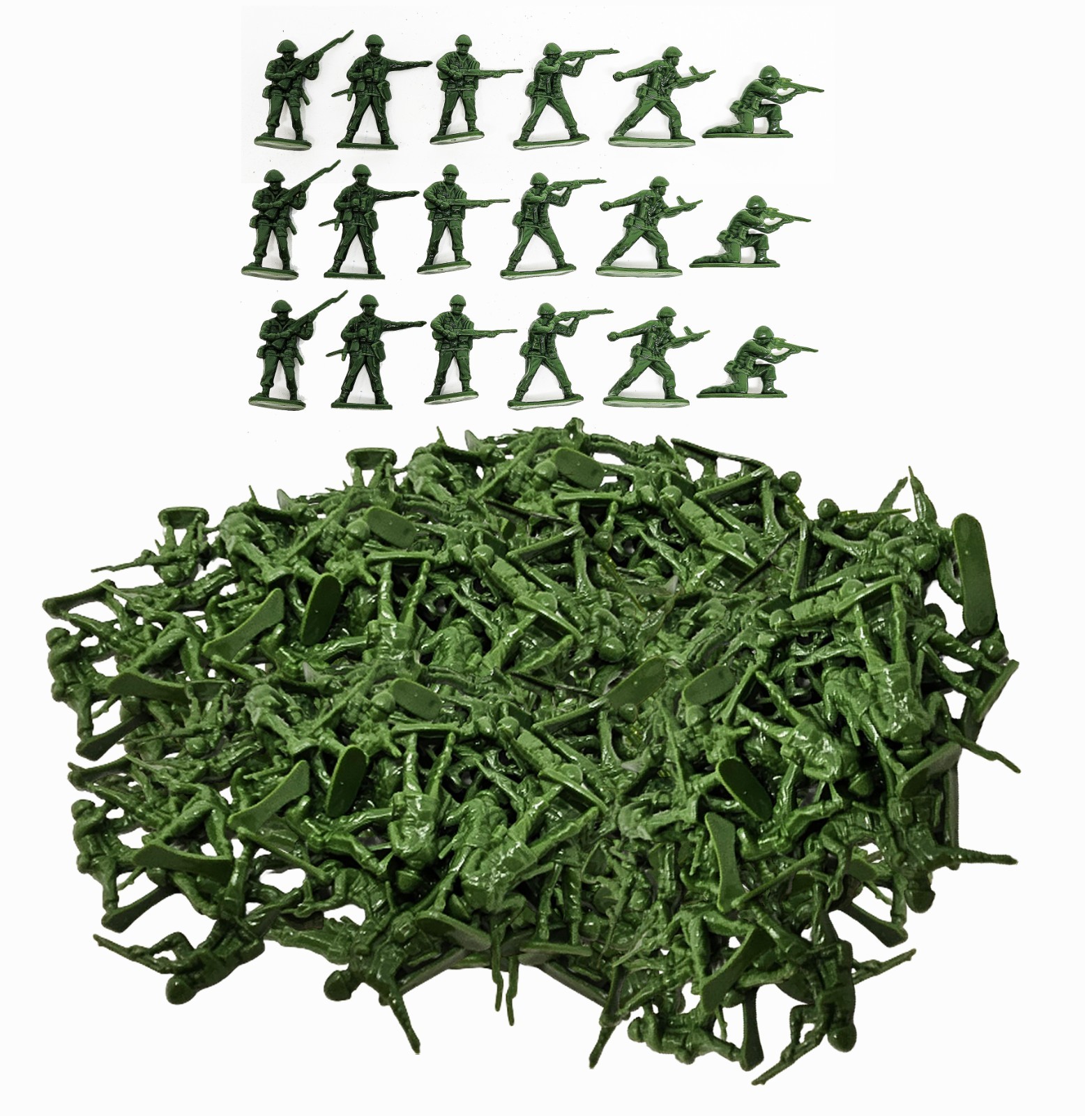 1000 Pcs Green Army Soldiers Military 6 different poses – 1.5″ to 1.75″ tall