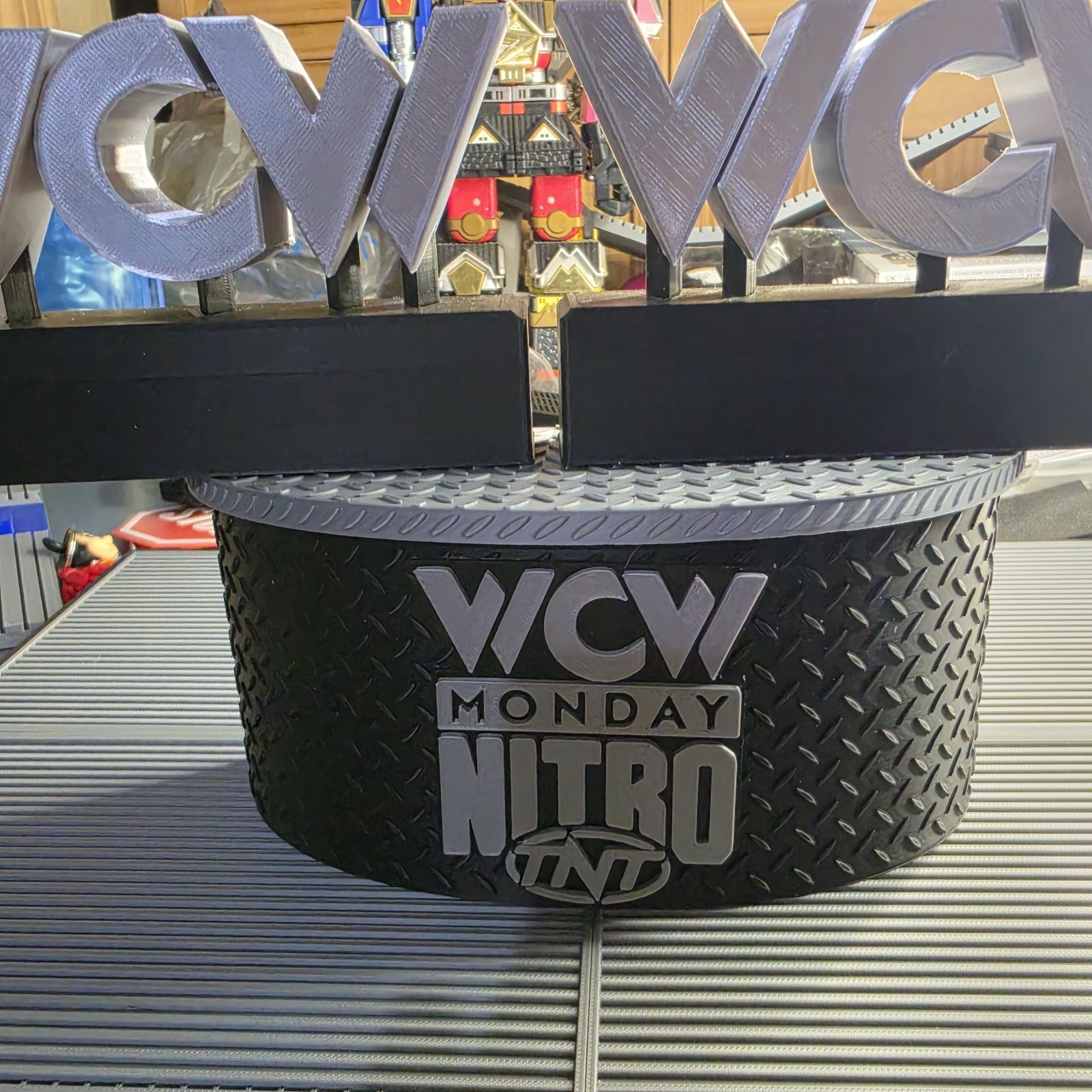 WWE Mattel Small WCW Announcer Table & Small Stage Logos Accessory Lot