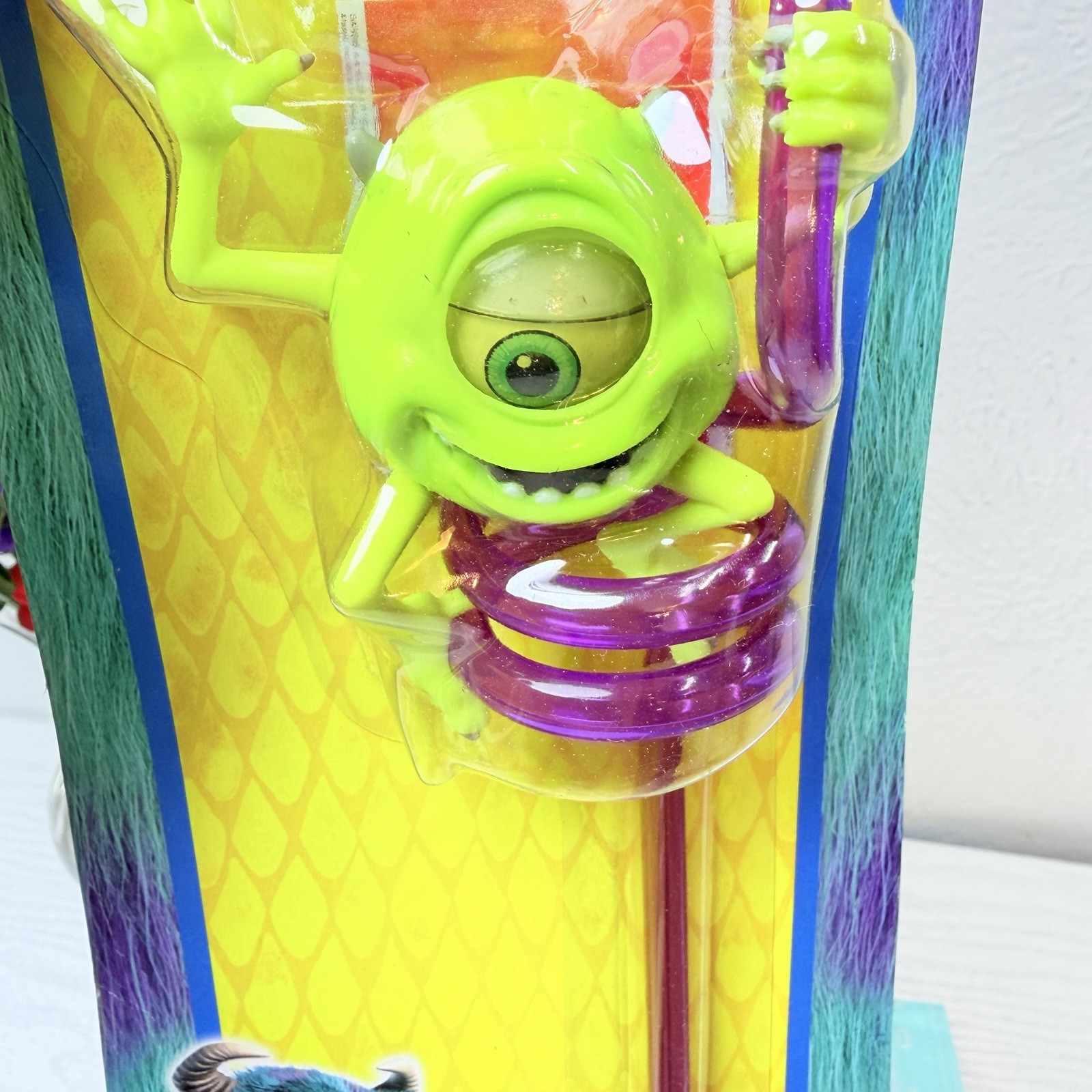 RARE Monsters Inc Disney Pixar Swirly Straw Mike Fun 2001 NOS New Movable Eye