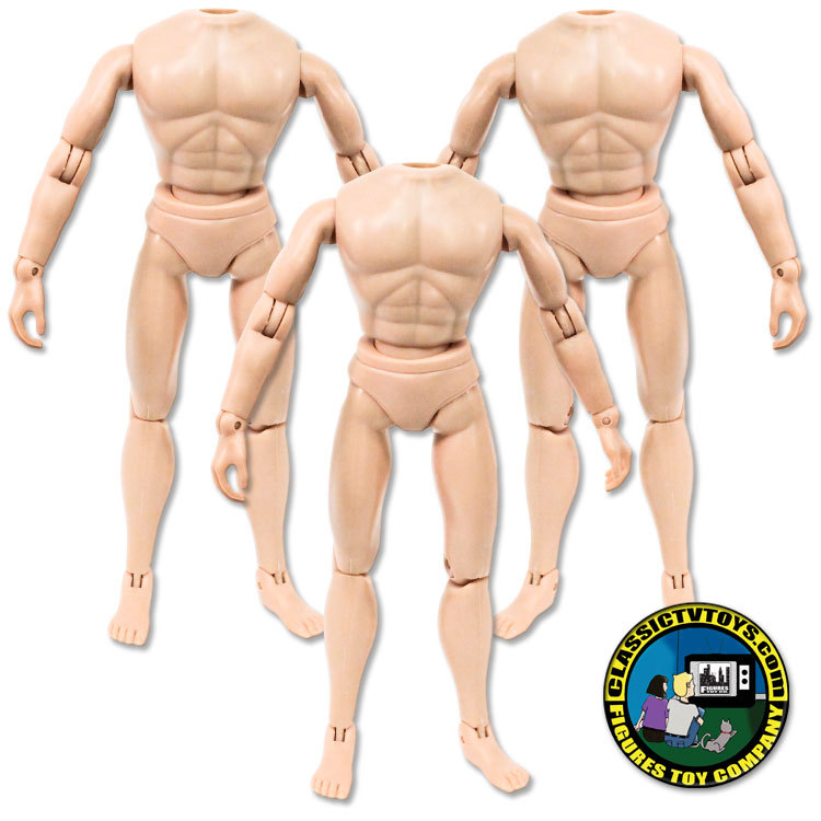 Set of 3 Flesh 8 inch Retro Size Regular Male Bodies