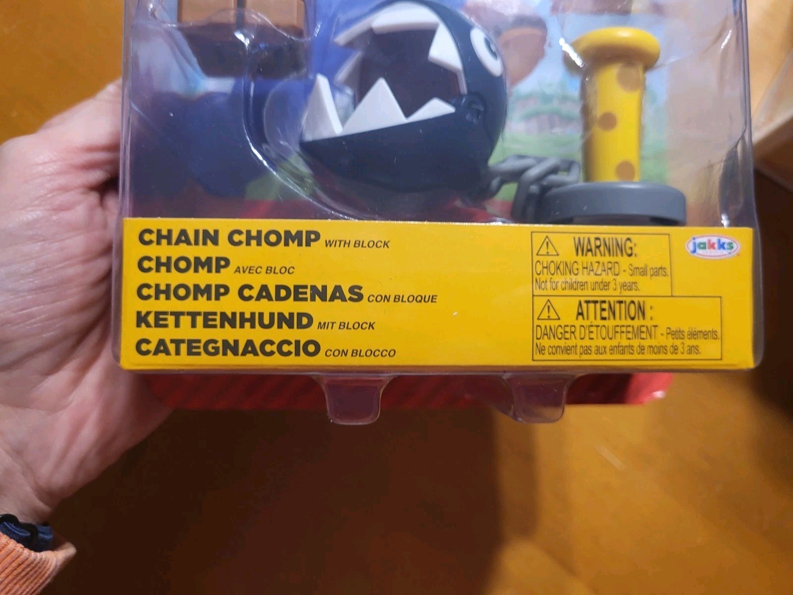 Super Mario CHAIN CHOMP WITH BLOCK 4 Inch Articulated Figure Jakks Pacific
