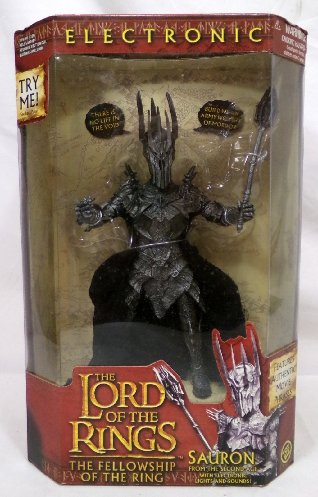 ToyBiz Lord of the Rings Electronic Lights & Sounds Sauron 10″ Figure 2002 New