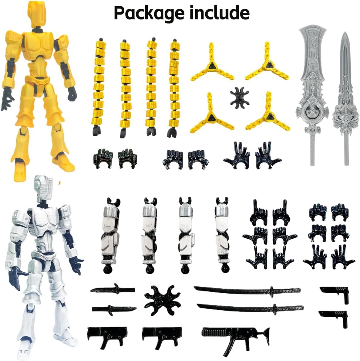 T13 3D Action Figure Set (Assembly Completed) 2 Pcs, 3D Printed Multi-Jointed, T