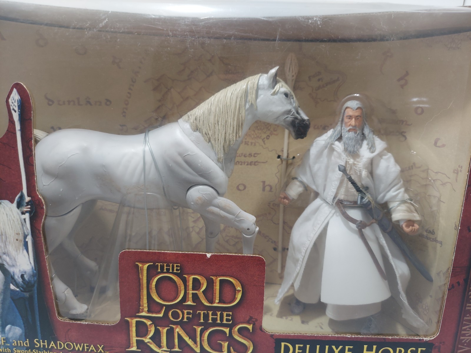 TOYBIZ LORD OF THE RINGS Two Towers GANDALF & SHADOWFAX DELUXE Horse RIDER SET