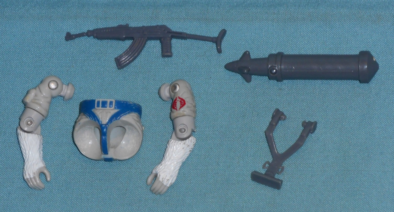 G.I. GI JOE SNOW SERPENT BODY PARTS + WEAPONS LOT #6 waist gun rocket FREE SHIP