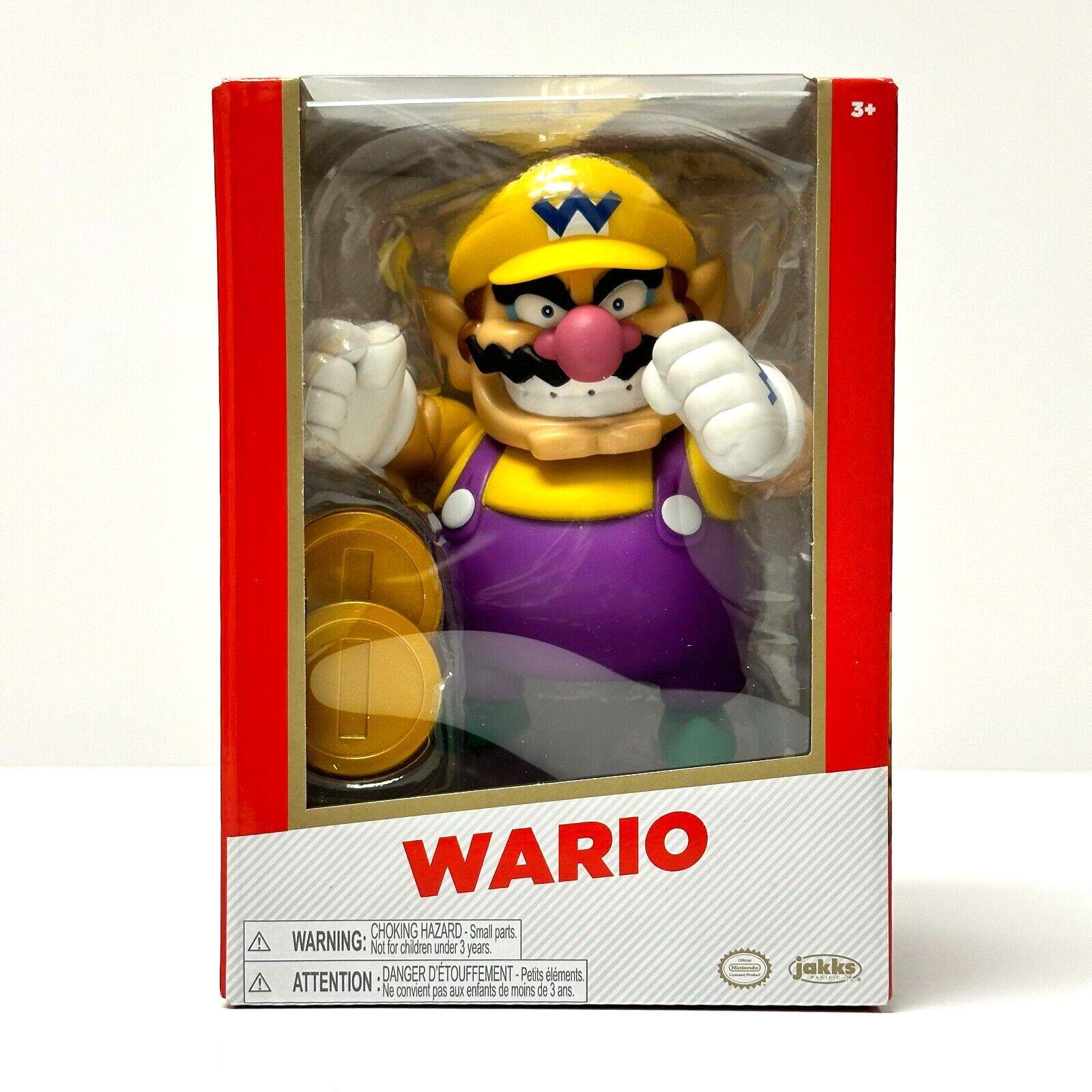 Jakks Pacific Super Mario Nintendo Wario w/ Coins 4″ Figure 41519 Mint Condition