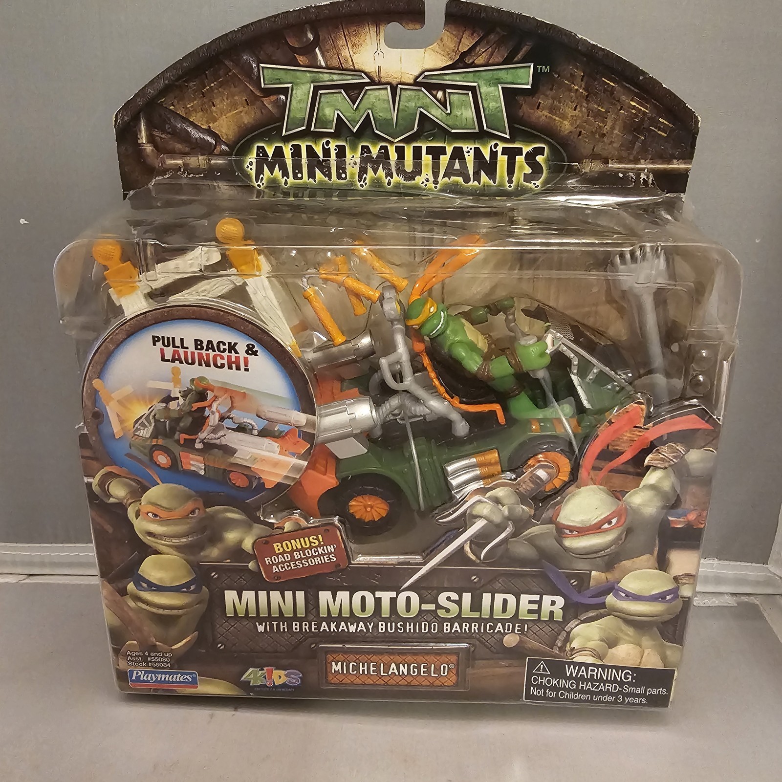 TMNT Mini Mutants Mini Moto-Slider Michelangelo New 2007 Ninja Turtles New Wear