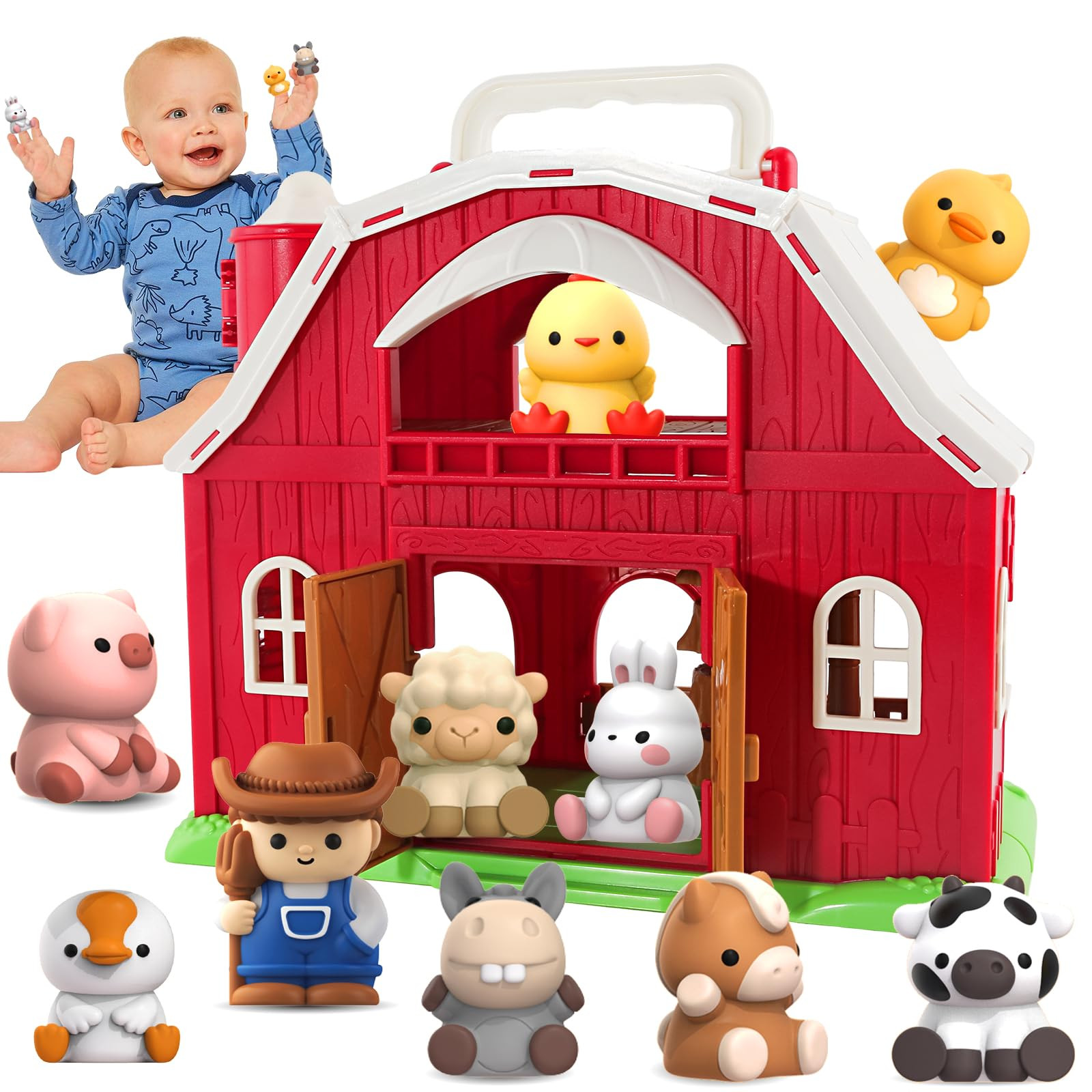 Toys for 1 2 3 Years Old Boys and Girls, Big Barn Toy with Farm Animal, Presc…