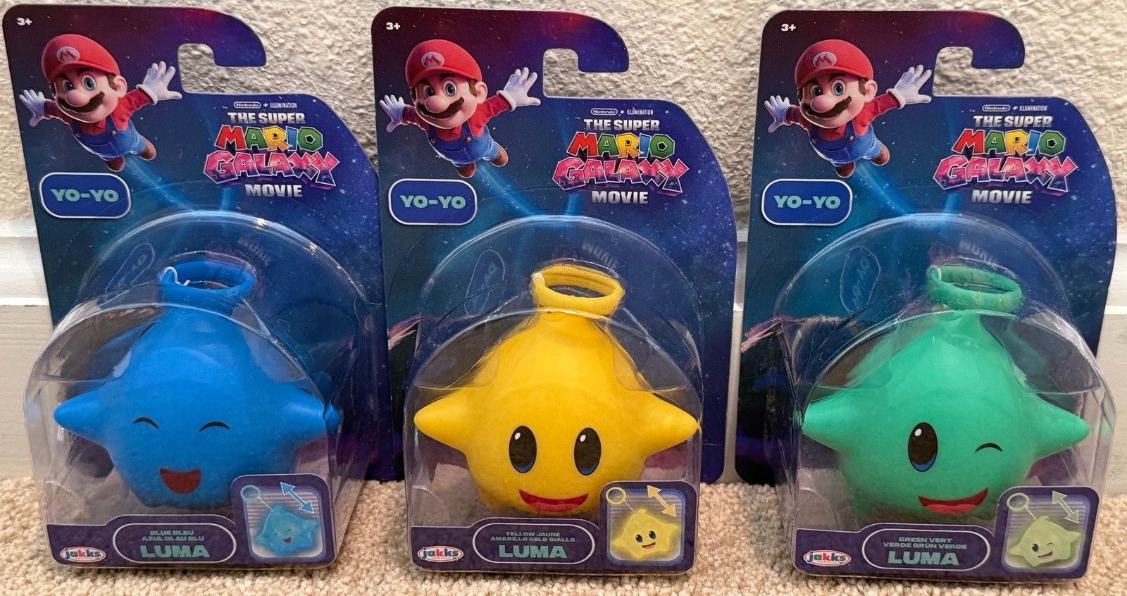 The Super Mario Galaxy Movie Luma Star Yo-Yo Figures Full Set Jakks NEW