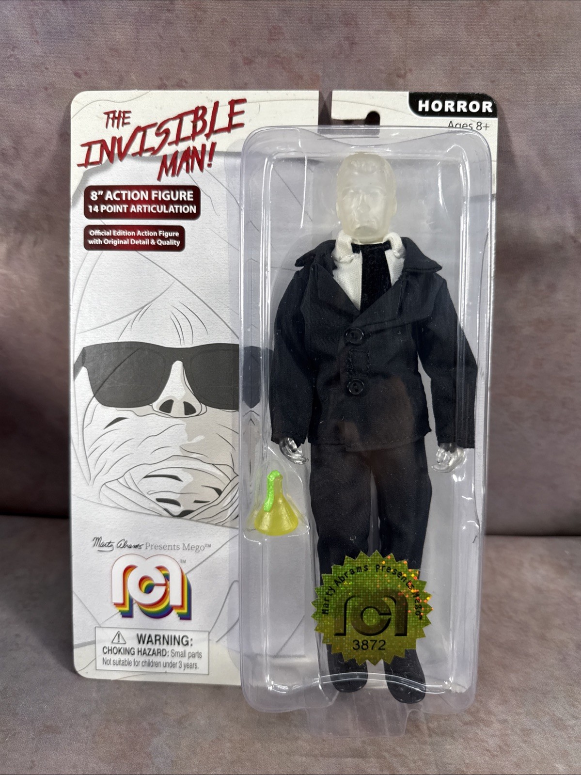 MEGO HORROR Mego Invisible Man 8-inch Figure – 14 points of articulation / New