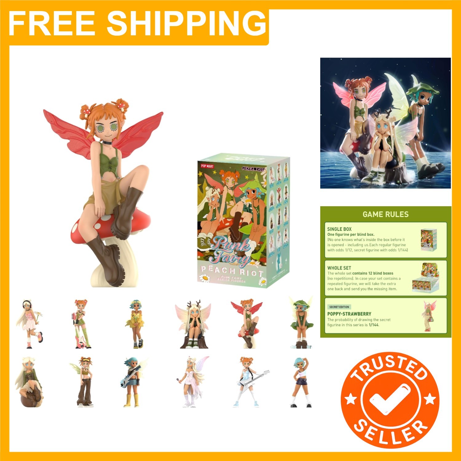 Collectible Peach Riot Punk Fairy Figures – Random Blind Box Gift for All Ages
