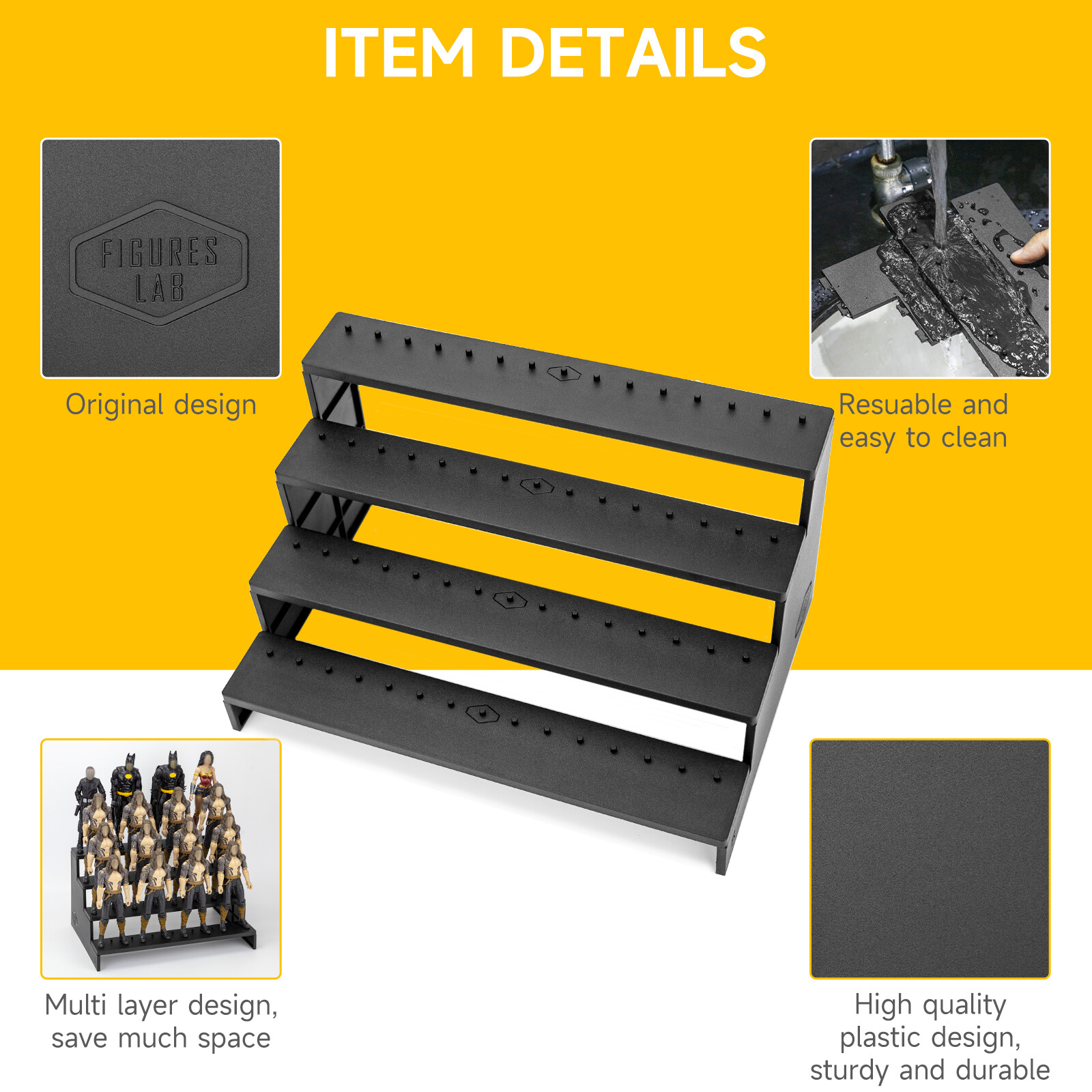 4 Tiers Display Risers Stand Shelf for 6inch Mavel Legends/ Gi Joe Action Figure