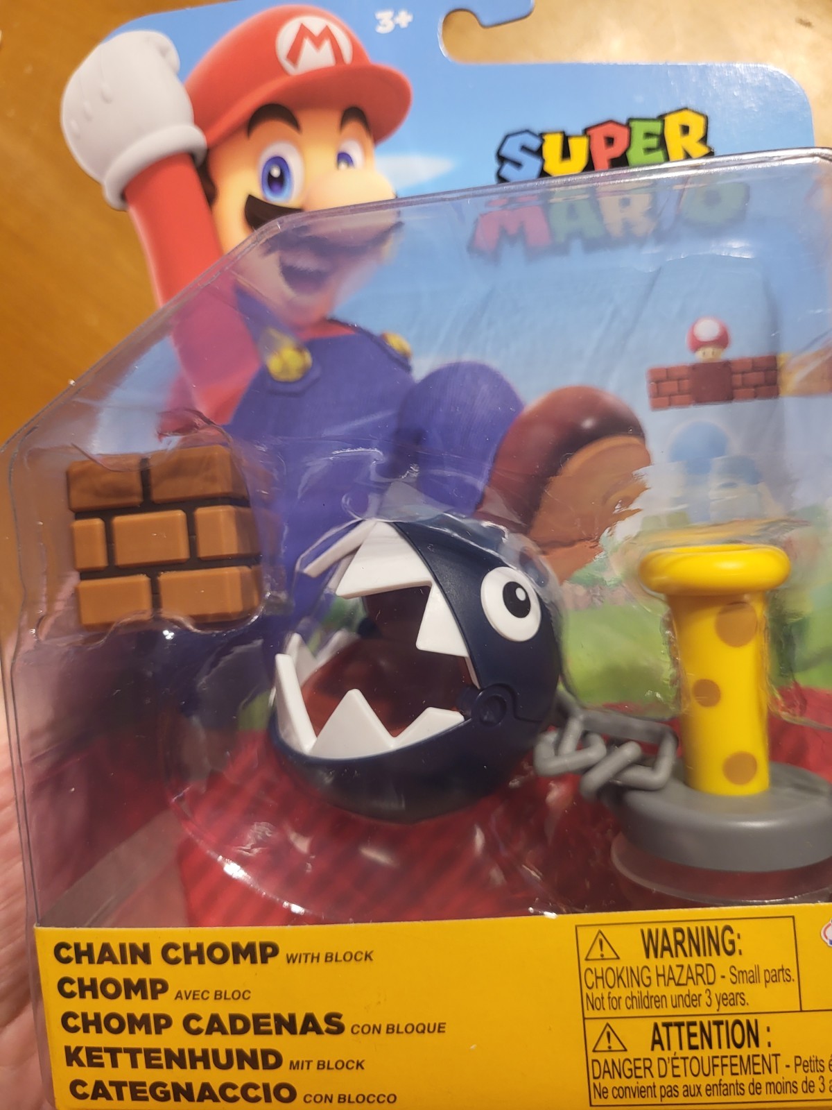 Super Mario CHAIN CHOMP WITH BLOCK 4 Inch Articulated Figure Jakks Pacific