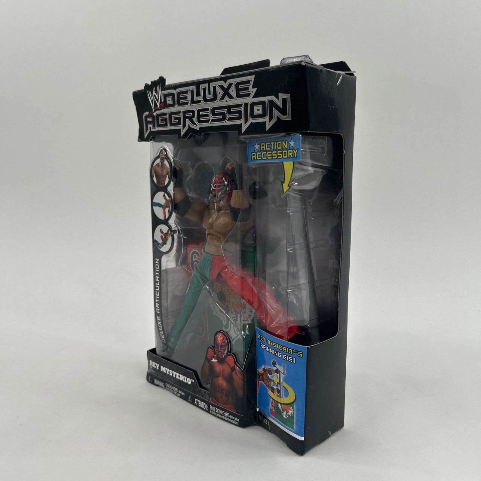 Rare WWE Deluxe Aggression Action Figure Rey Mysterio Series 1 (Spinning 619)