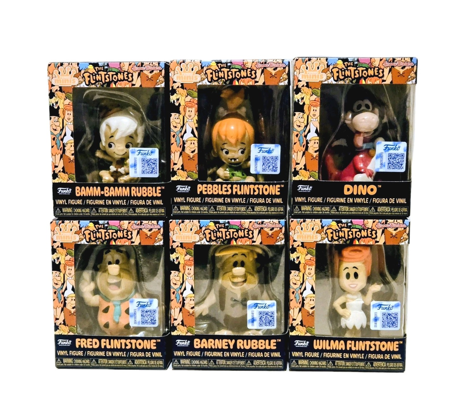 Funko Minis – Hanna Barbera – Complete Set of 6 The Flintstones Vinyl Figures.