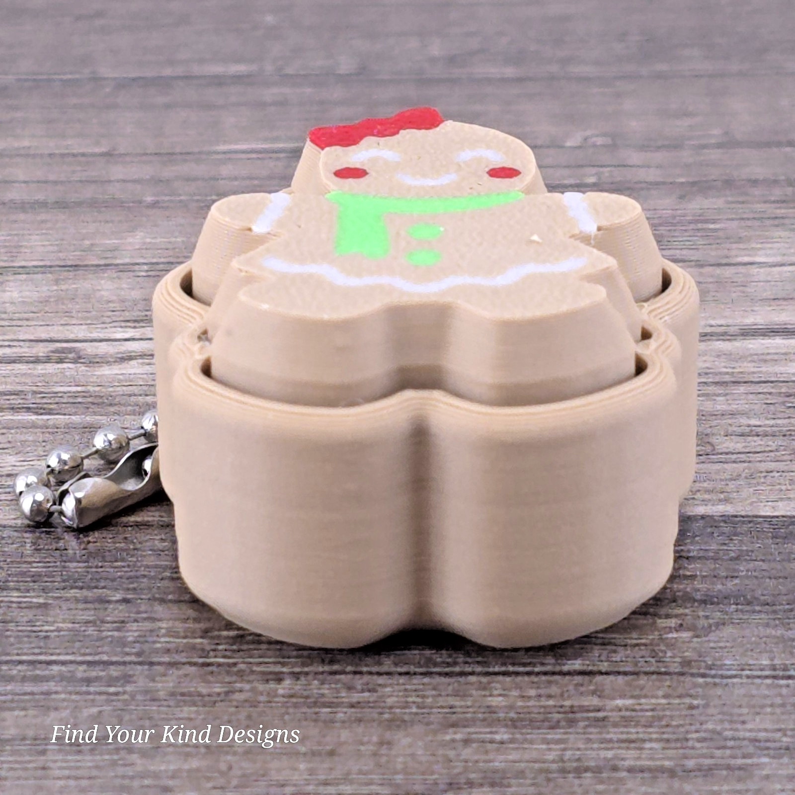 Gingerbread Woman Clicker– 3D Printed Fidget Toy with Keychain, Red, Cute Gift