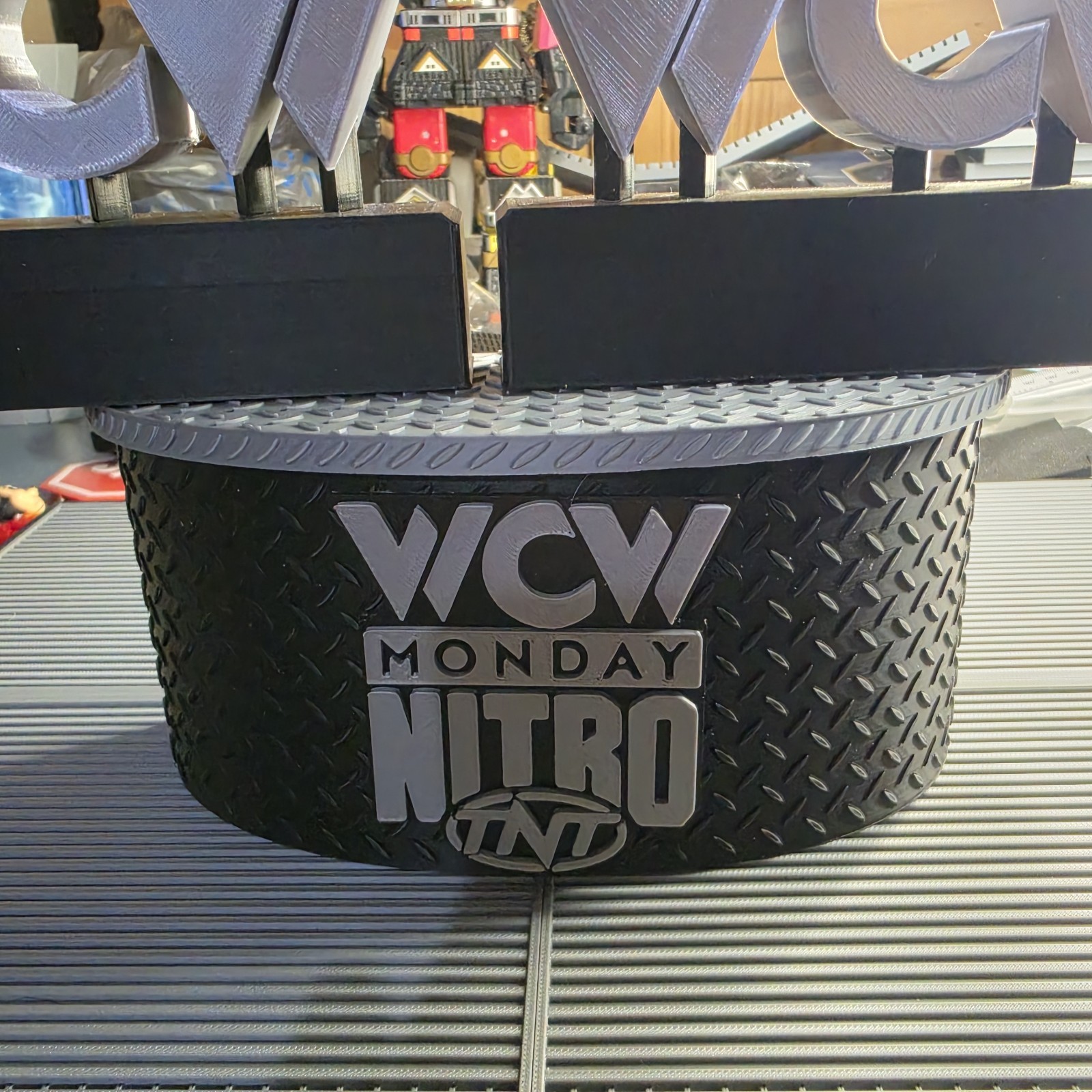 WWE Mattel Small WCW Announcer Table & Small Stage Logos Accessory Lot