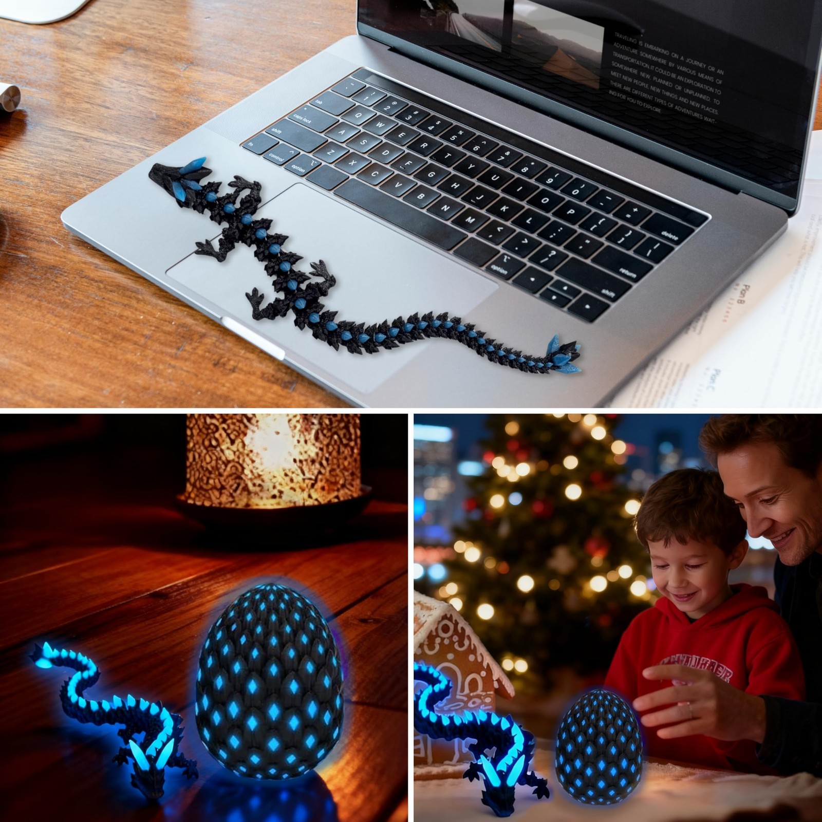 3D Printed Dragon Egg Toy with Glow in The Dark, Articulated Easter 3D Printe…