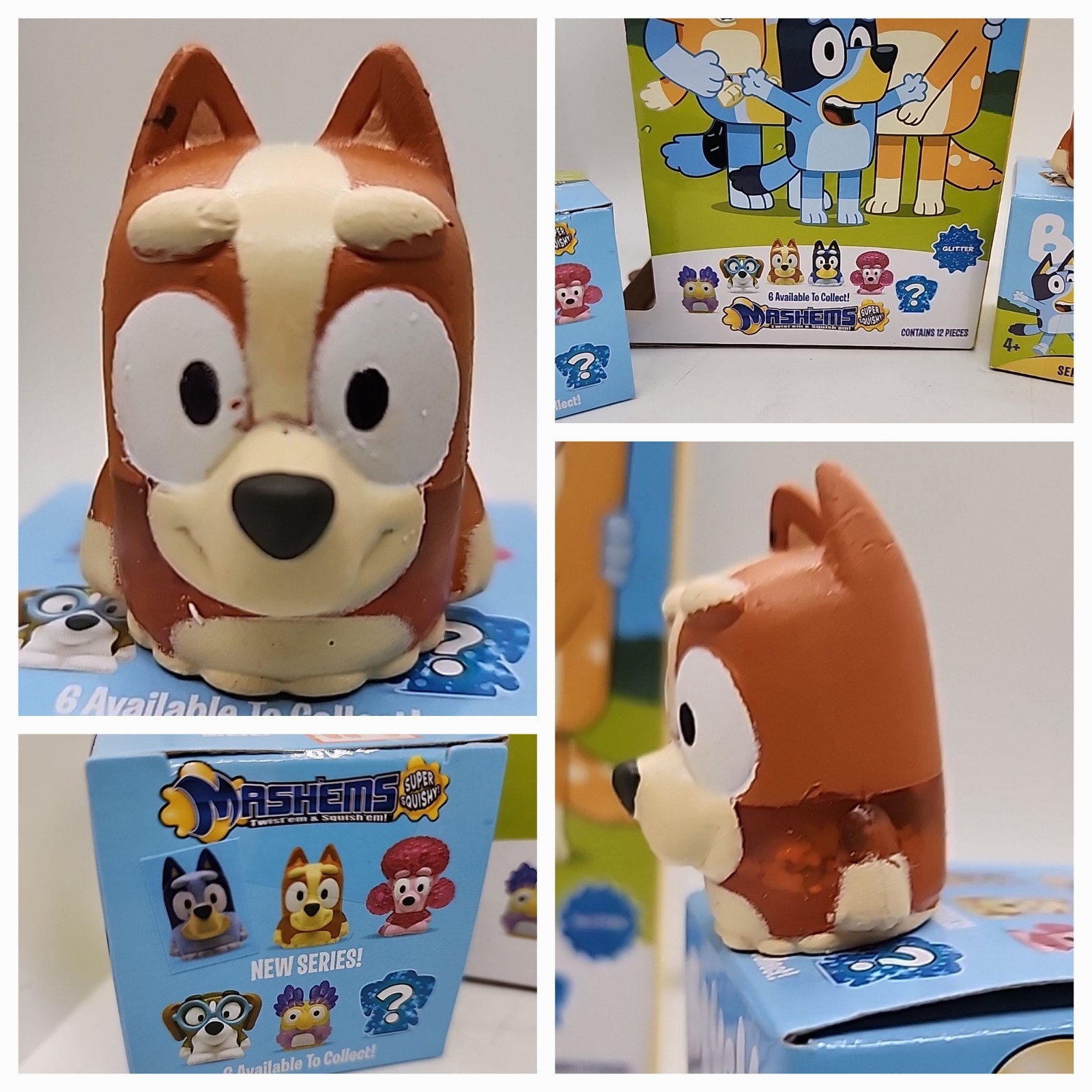 Bluey Mashems Series 3 Squishy Mash’ems GLITTER Brown CHILLI HEELER New 🐕