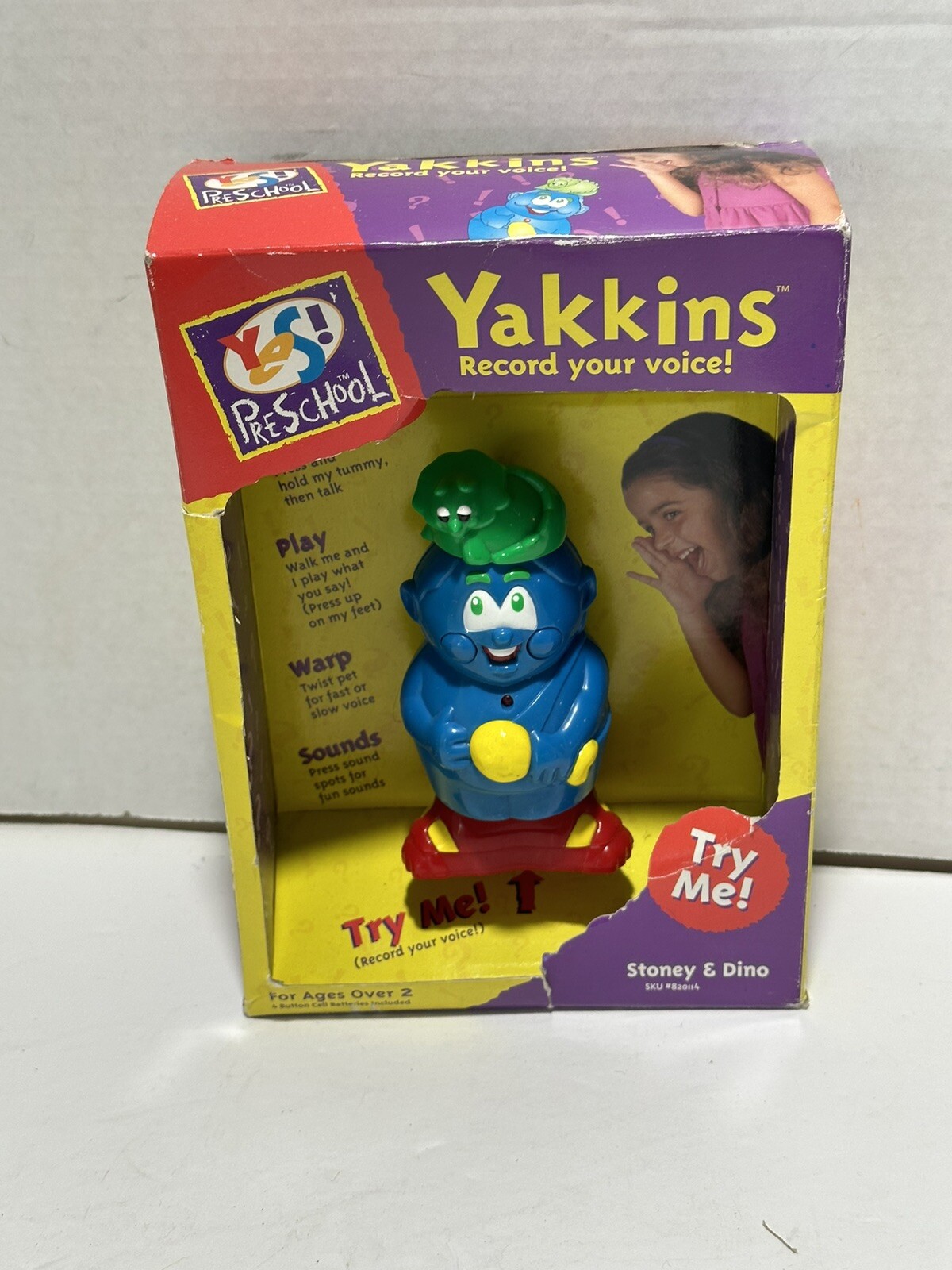 Rare 1997 Yes! Preschool Yakkins STONEY & DINO record your voice Need Batery VTG