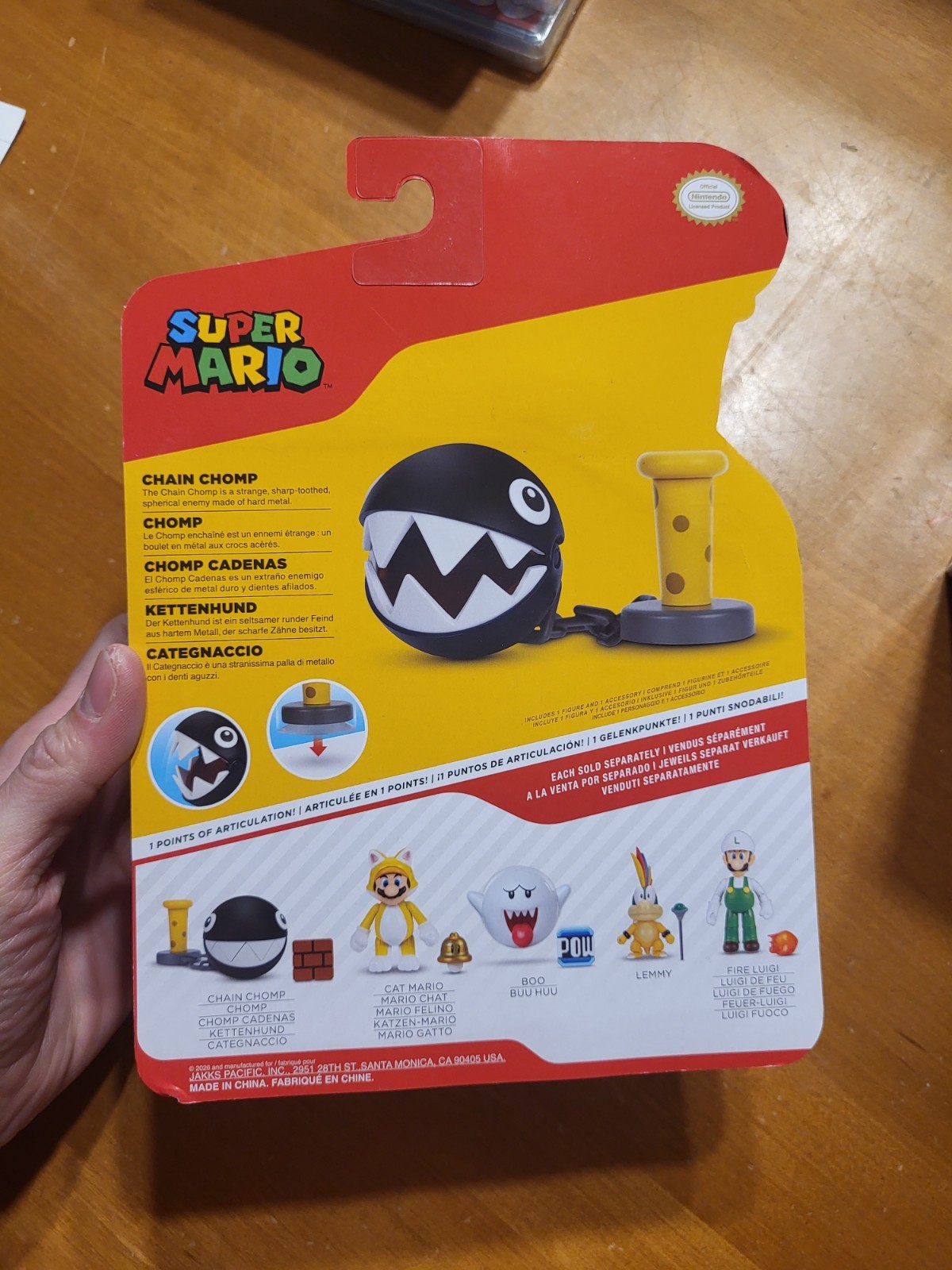 Super Mario CHAIN CHOMP WITH BLOCK 4 Inch Articulated Figure Jakks Pacific