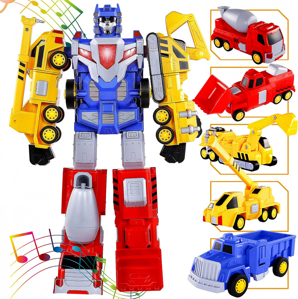 SNAEN Toys for 3 4 5 6 7 Year Old Boys – Construction Vehicles Transform…