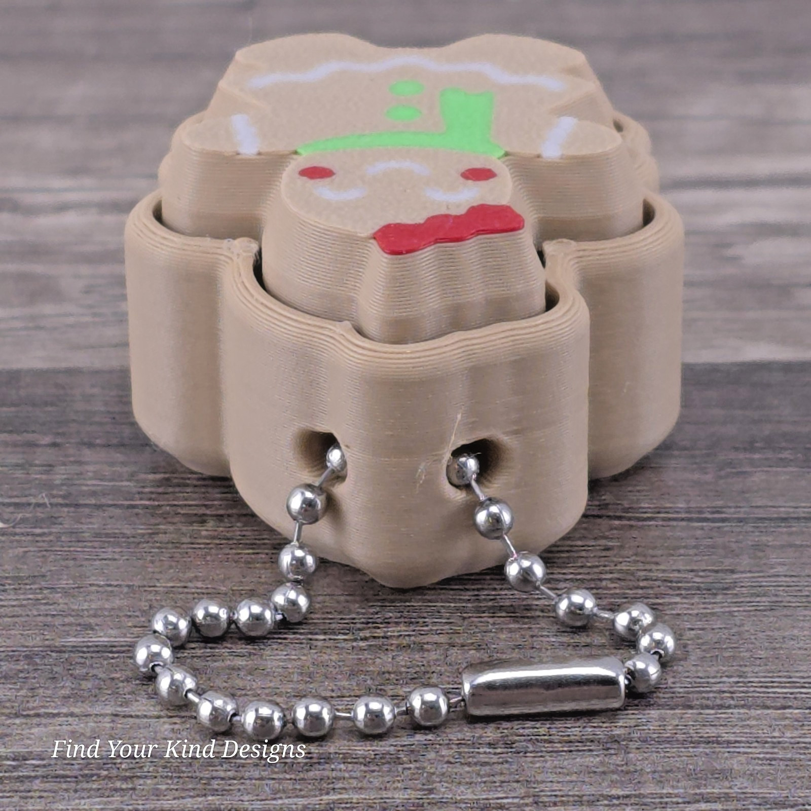 Gingerbread Woman Clicker– 3D Printed Fidget Toy with Keychain, Red, Cute Gift