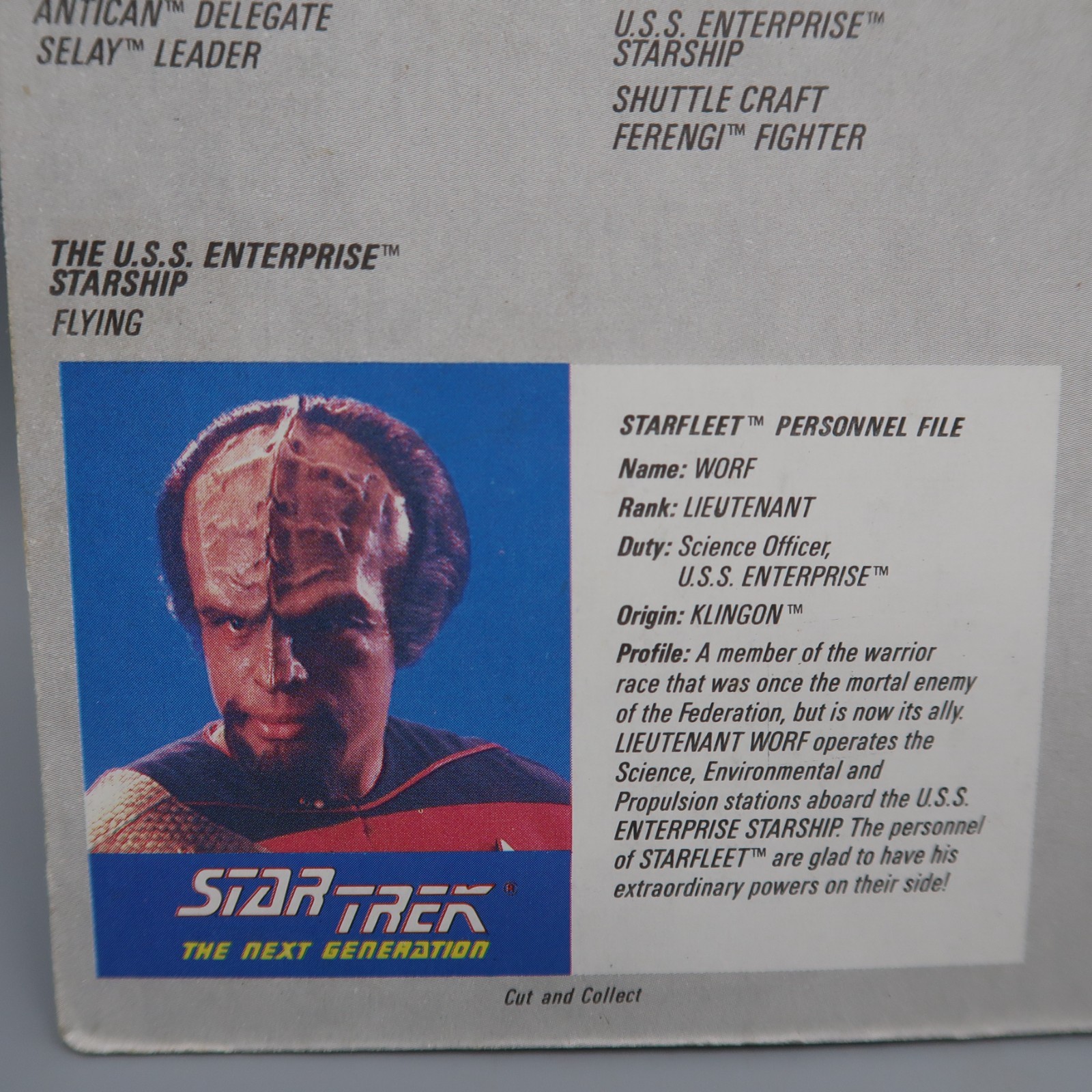 Star Trek The Next Generation Worf 4″ Action Figure 1988 Galoob Sealed