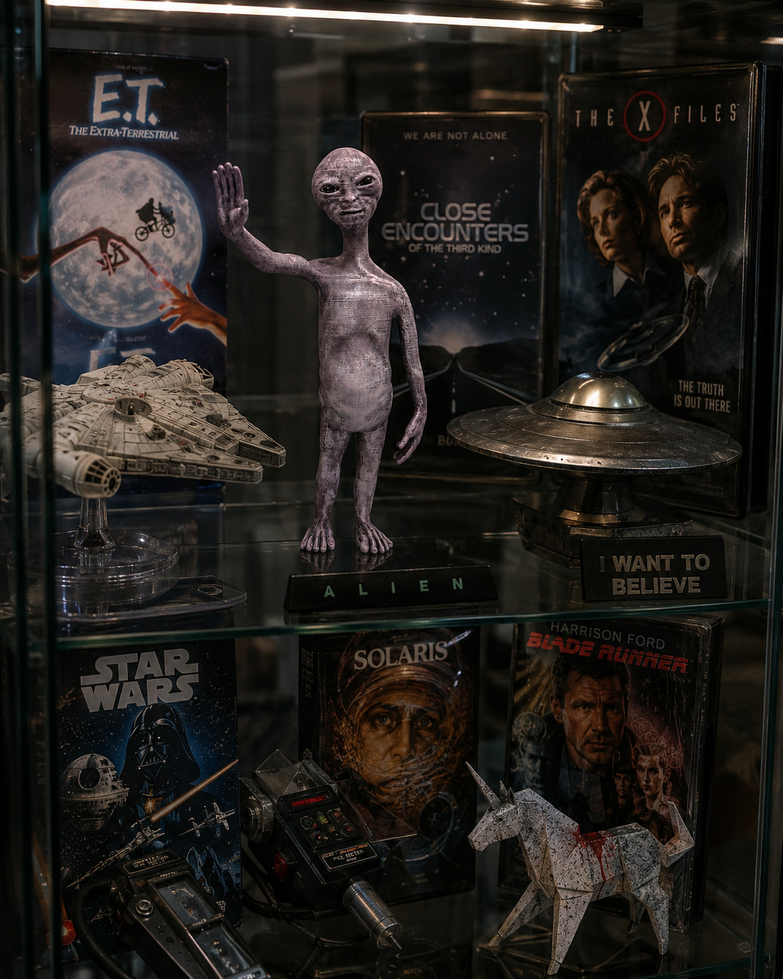 Grey Alien Figurine 18cm Puck UFO Sci-Fi Collectible Close Encounters Inspired
