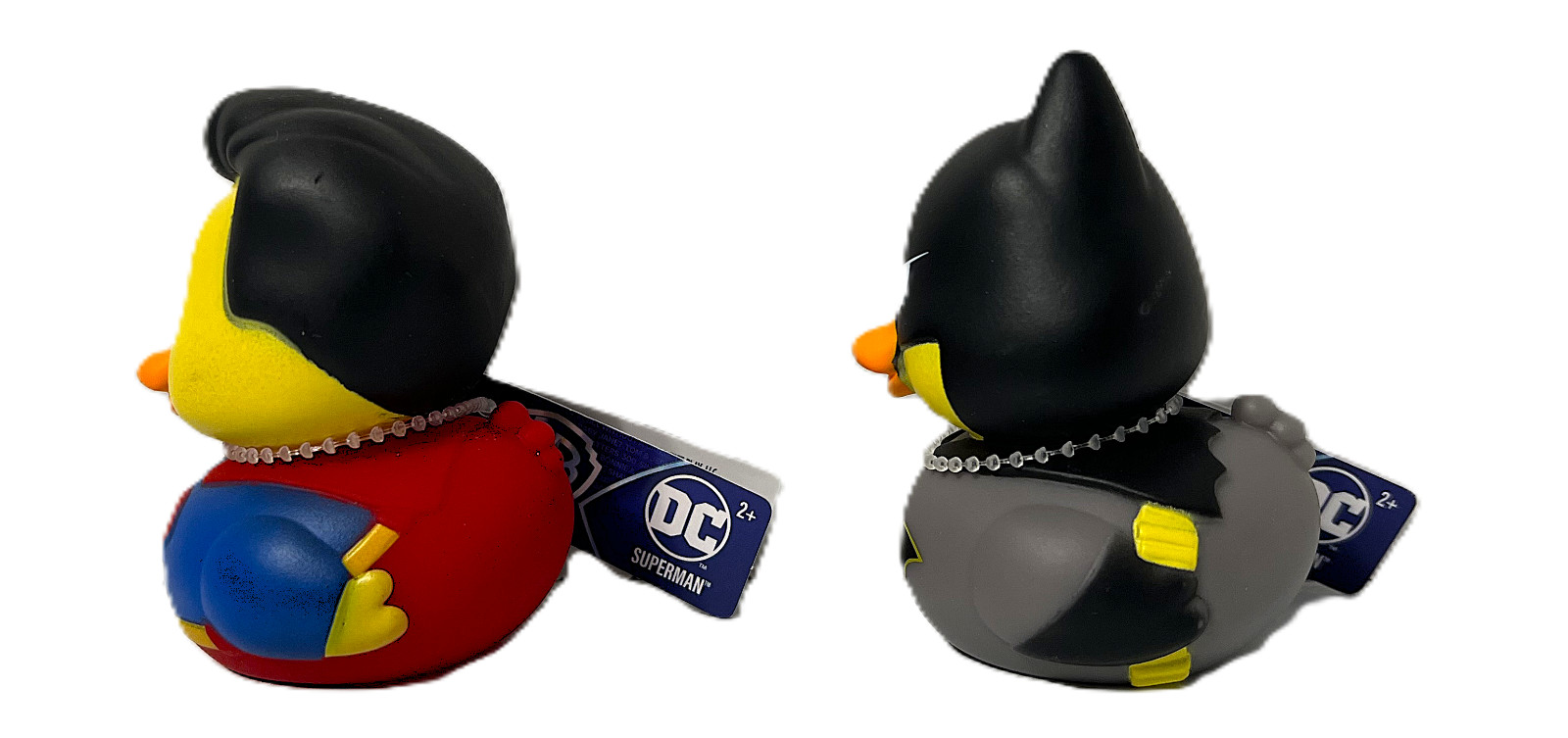 Set of 2 DC BATMAN & SUPERMAN 2.5″ Rubber Duck Duckalooz Jeep Duck WB NWT