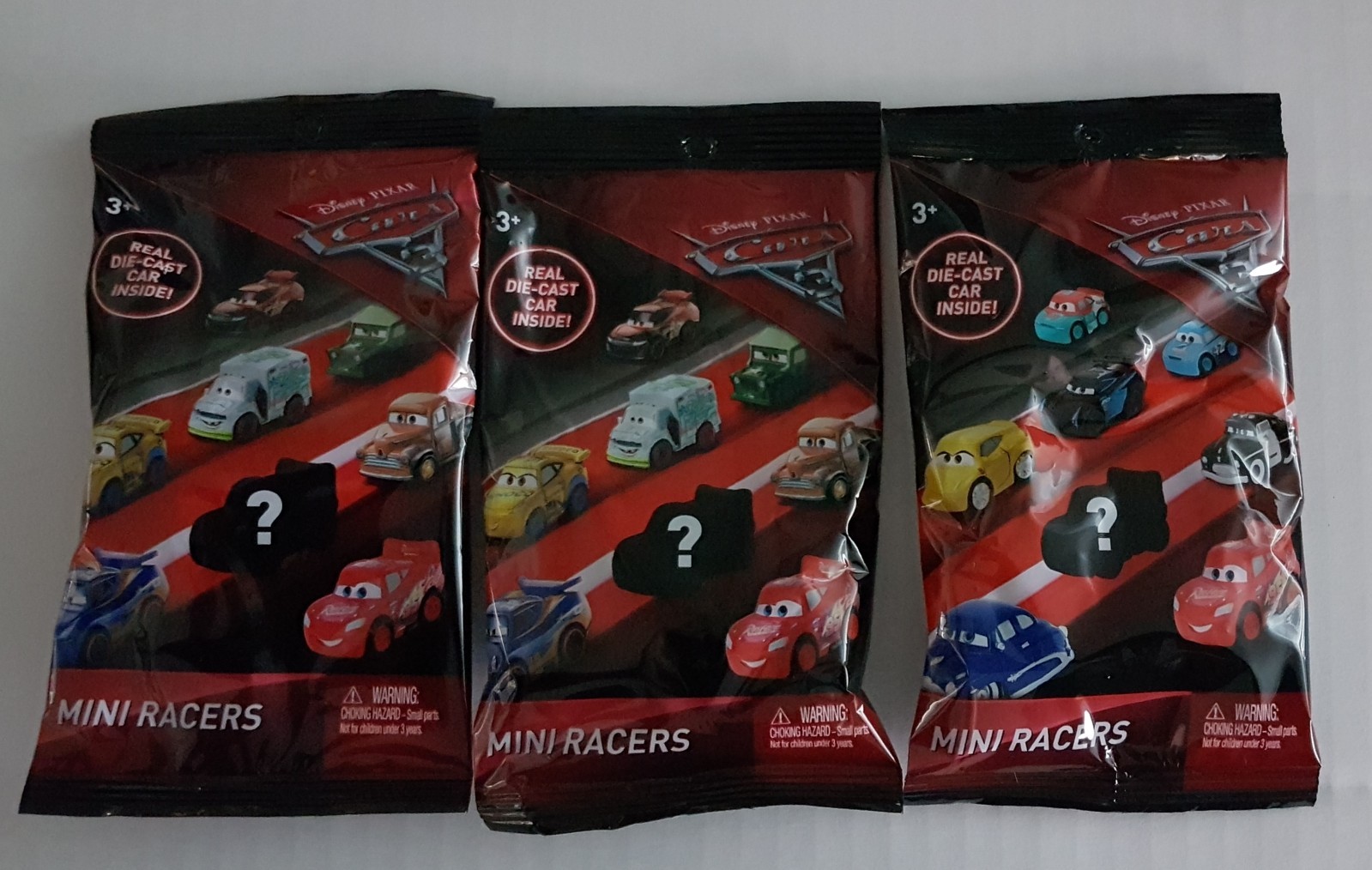 Disney Cars 3 Mini Racers Die Cast Car Blind Bag Lot of Three