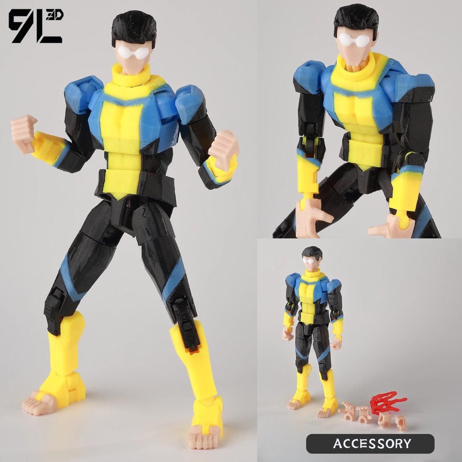 3D Printed Invincible Superhero Action Figures with Articulatable Limbs