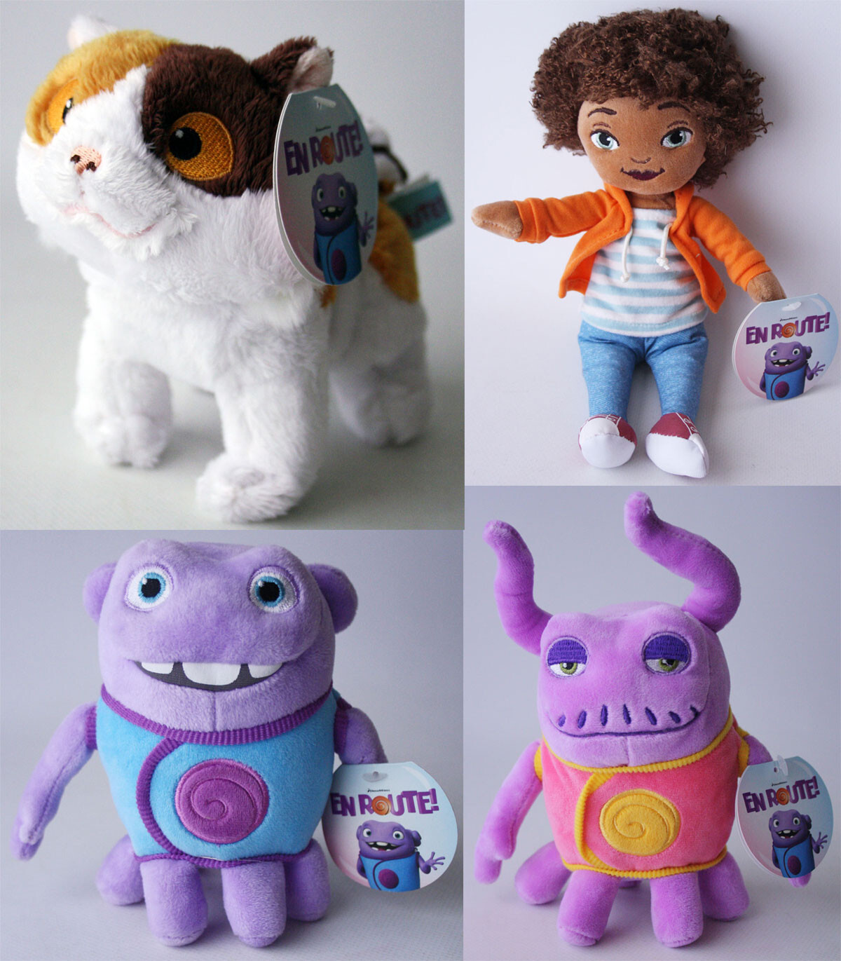 4X DREAMWORKS HOME PIG CAT TIP TUCCI OH SMEK 7″-10″ PLUSH TOY GYPSY 2015 NEW !
