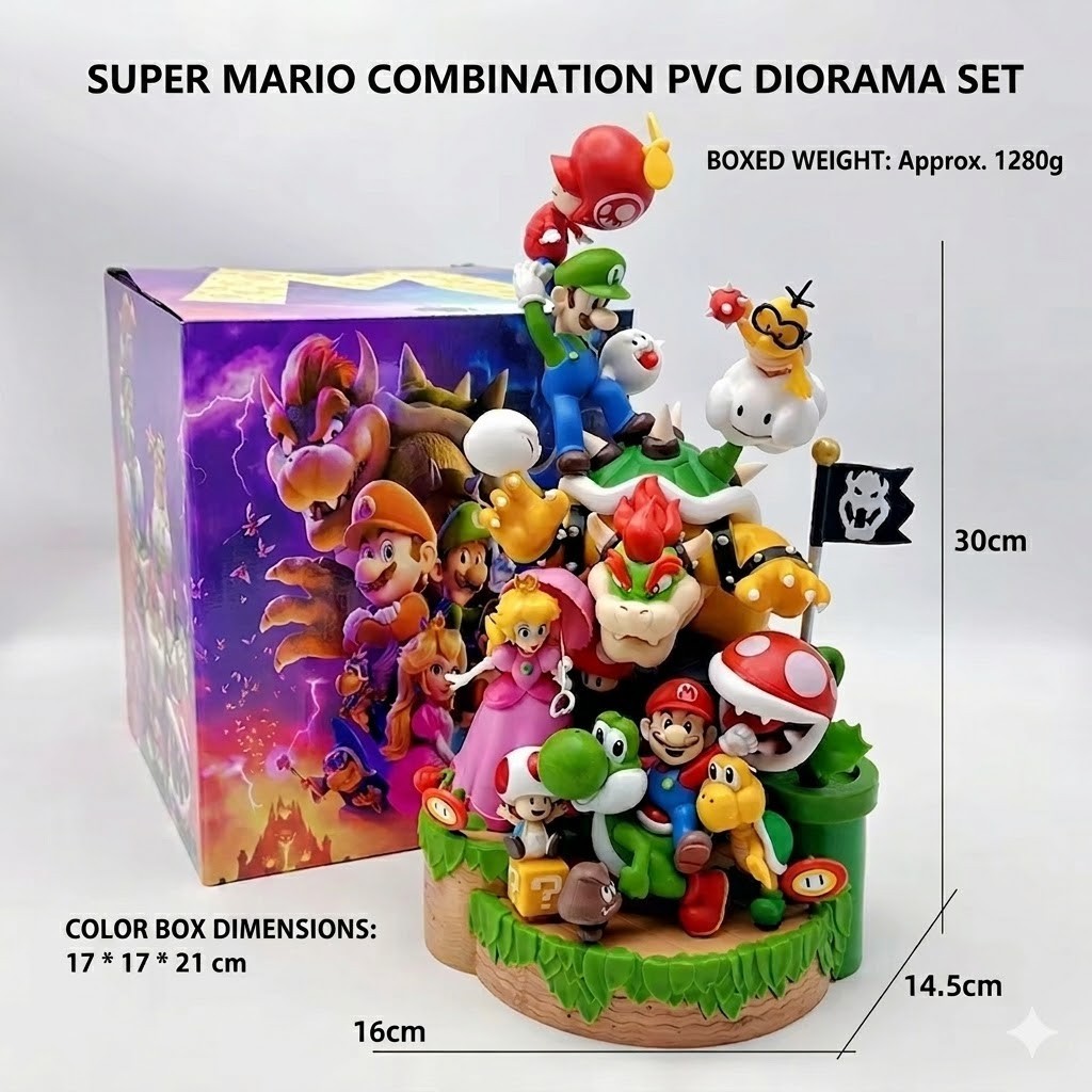 Super Mario PVC Diorama Figure Set 30cm Collectible Display Statue Toy