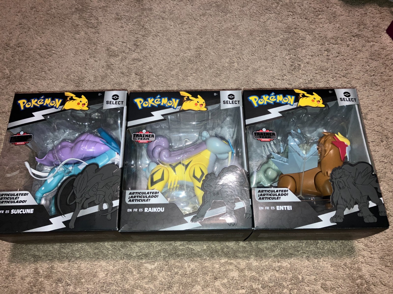 Jazwares Pokémon Entei Suicune Raikou Select Trainer Series
