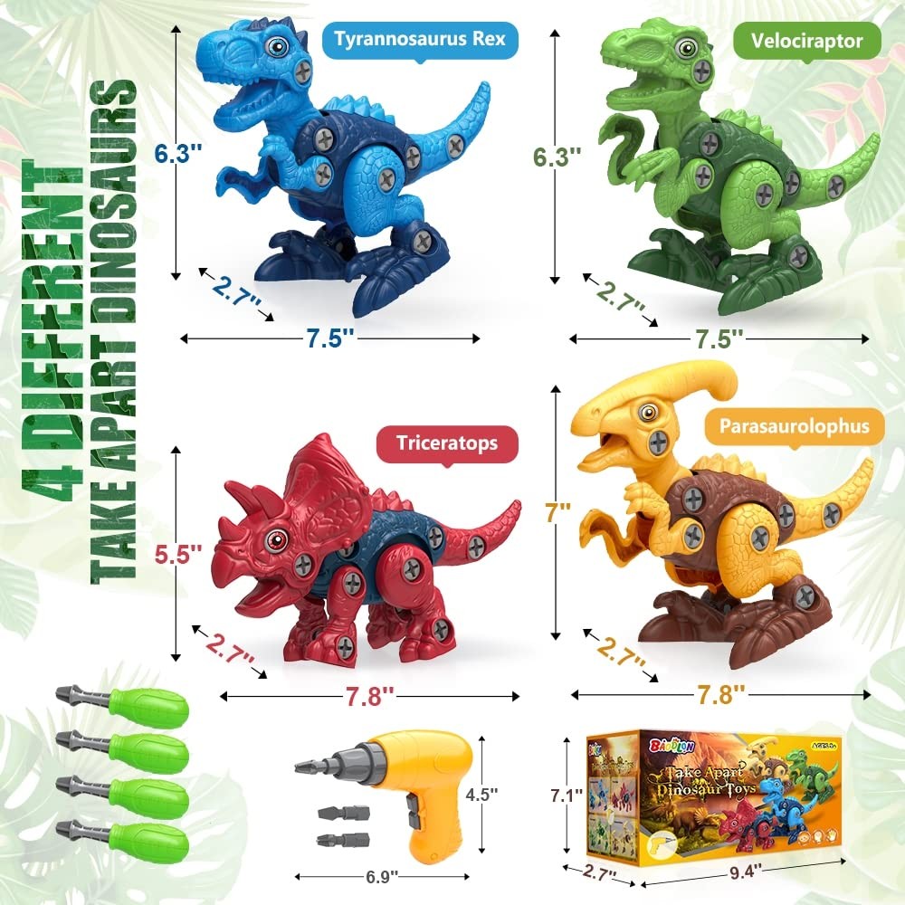 Dinosaur Toys for 3 4 5 6 7 Year Old Boy, Take Apart Dinosaur Toys for Kid 3-…