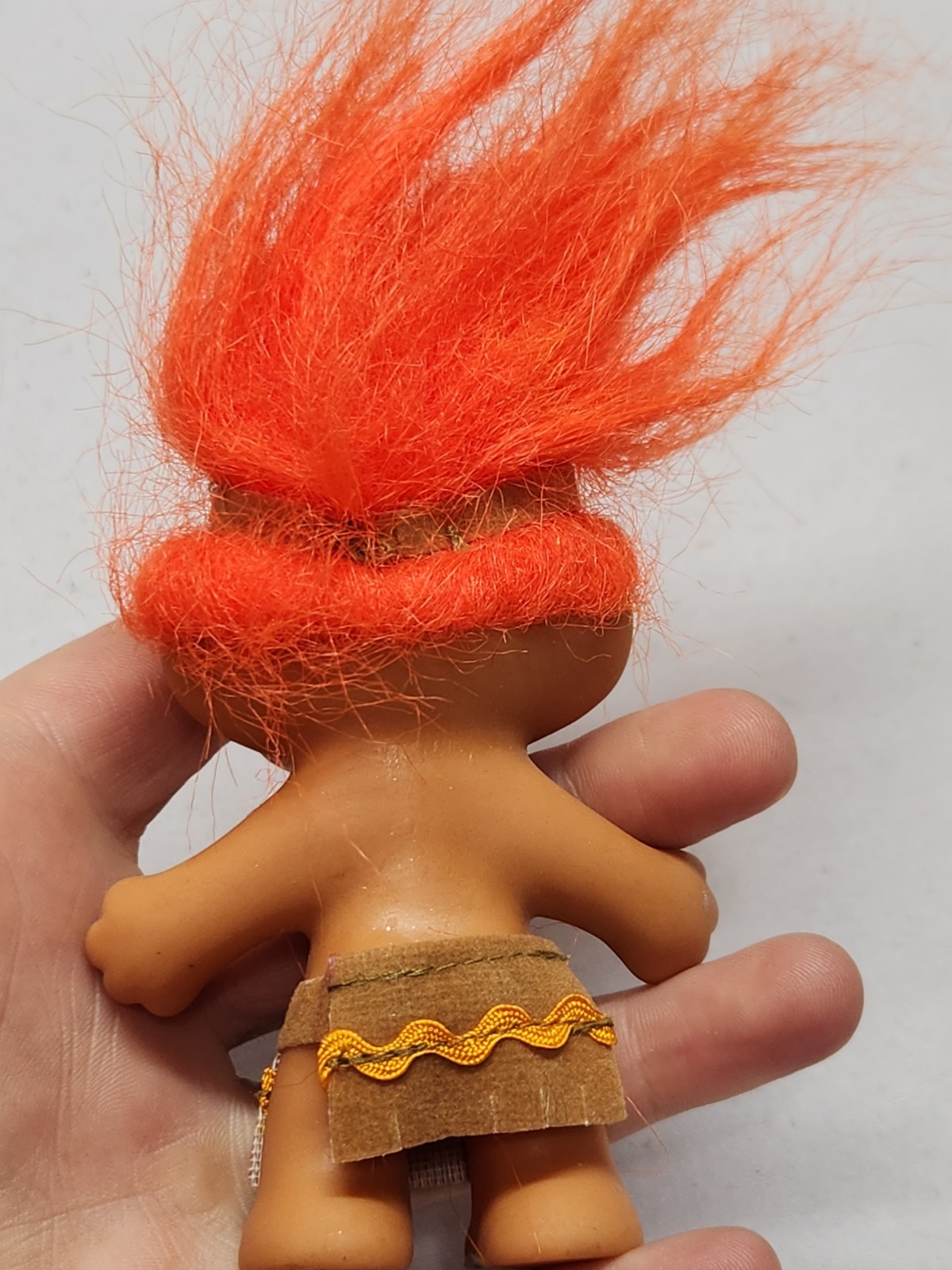 Vintage Russ Troll Doll Orange Hair Brown Skin Tribal Outfit