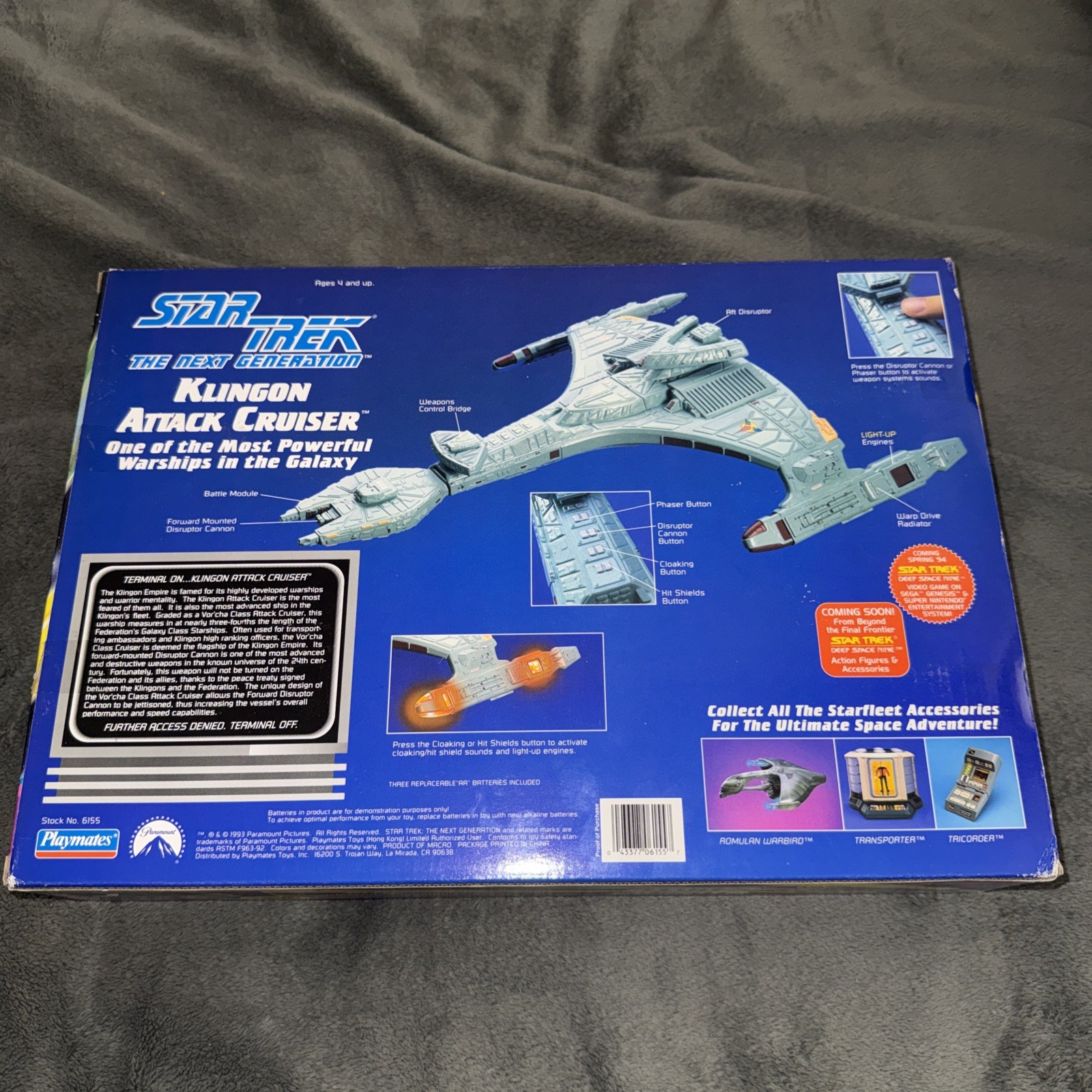 Playmates 1993 STAR TREK THE NEXT GENERATION Klingon Attack Cruiser New Open Box