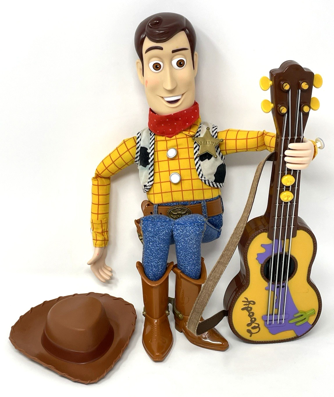 Disney Pixar Toy Story 2 Strummin’ Singin’ Woody Doll Guitar & Hat 1999 Works