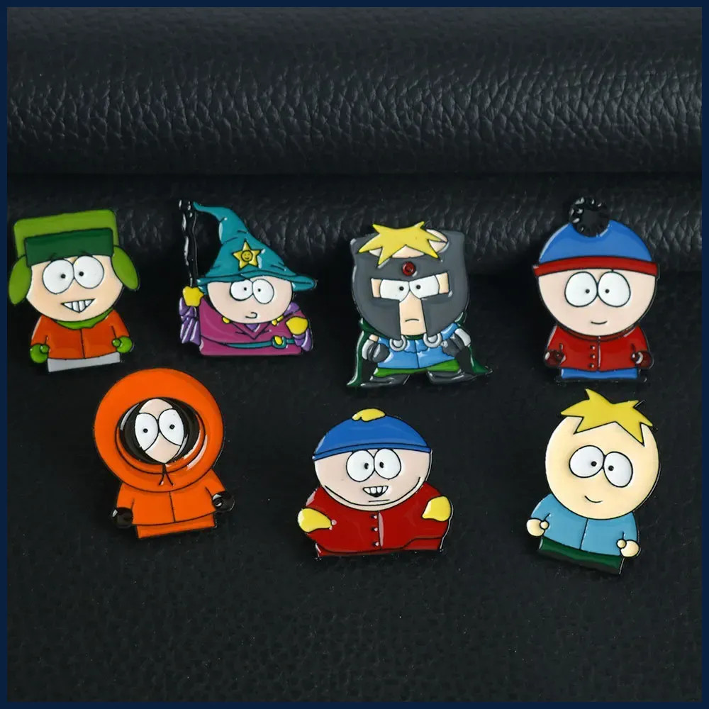 7Pcs/Set Cartoon TV Movie Cartman Figure Badges – Cute Lapel Pins for Backpacks