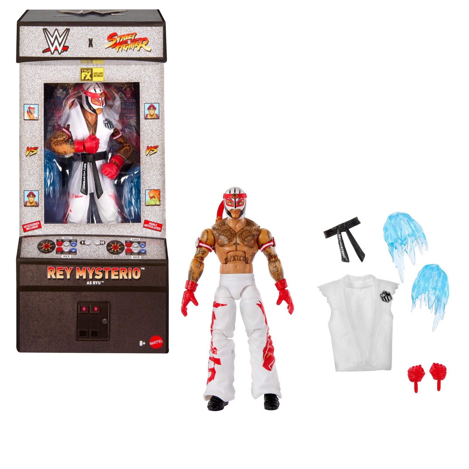 WWE x Street Fighter Rey Mysterio Action Figure & Accessories 6-inch Collectible