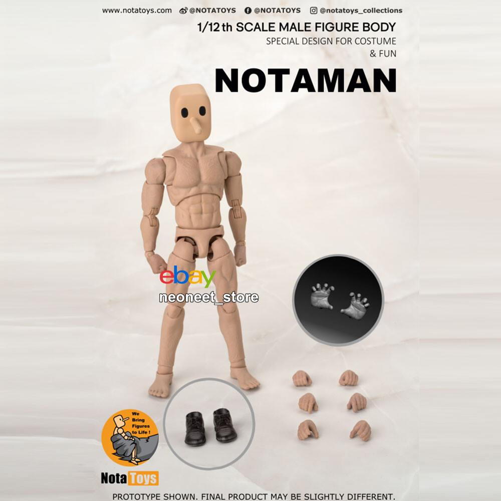 NT-02W: Nota Studio Notaman 1/12 Scale Male Base Body – Slim, Wide Shoulder Type