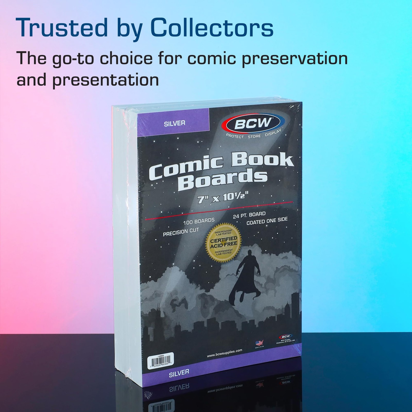 Silver Comic Book Backing Boards 7 x 10.5 Acid Free Storage 100 Pack