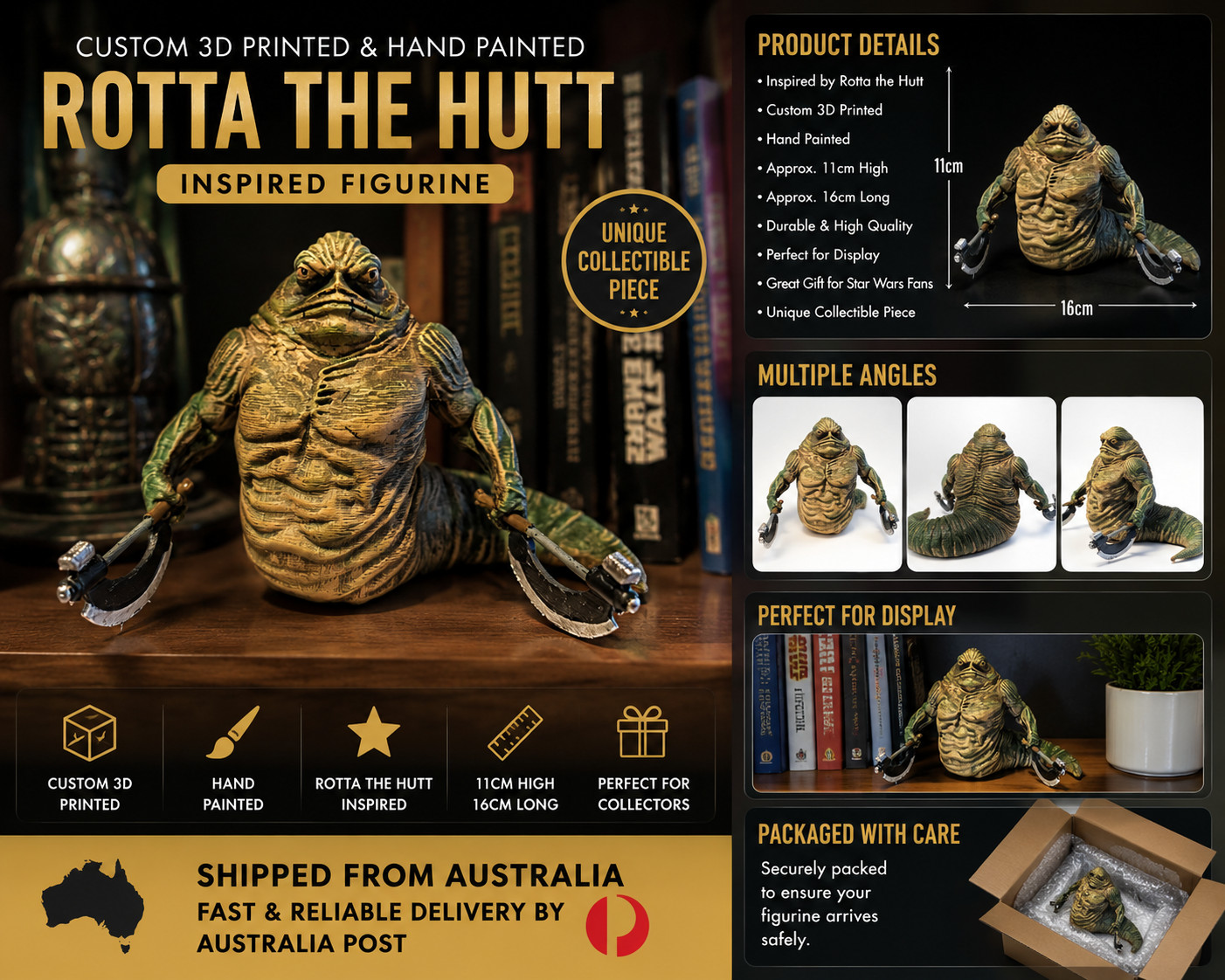 Rotta the Hutt Inspired Figure (The Mandalorian and Grogu) Hand Painted Custom
