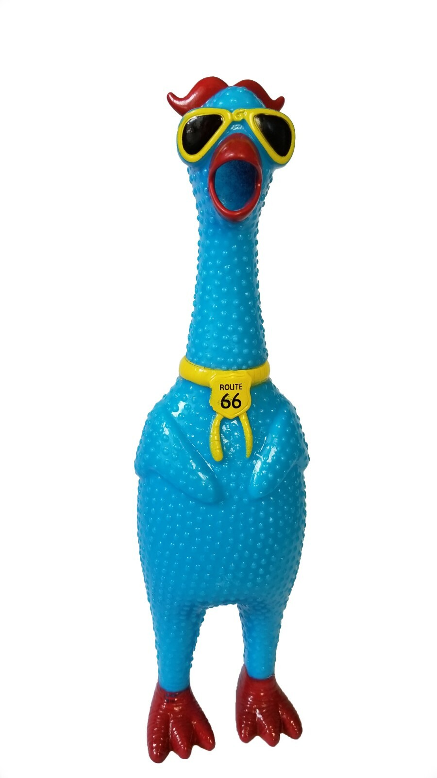 Rubber Chicken Toy – Squeaky fun screaming 12.5 inch tall – Unique Blue Design