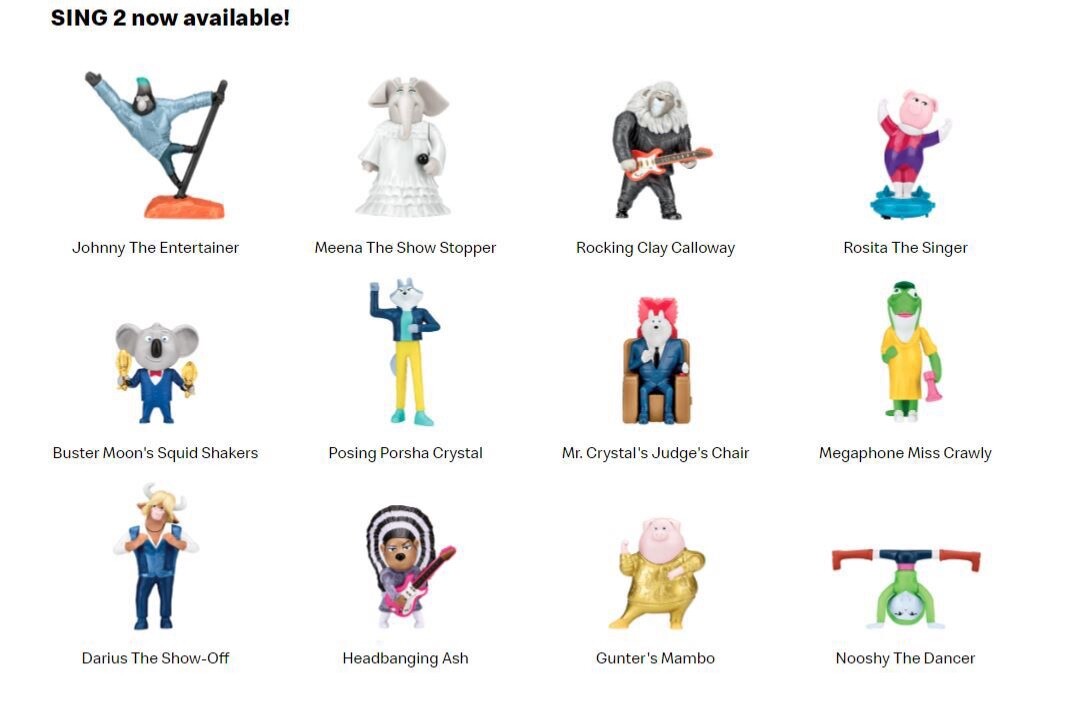 McDonalds 2021 Happy Meal Toys Sing 2 Complete Full Set of 12 All BNIP & Sealed