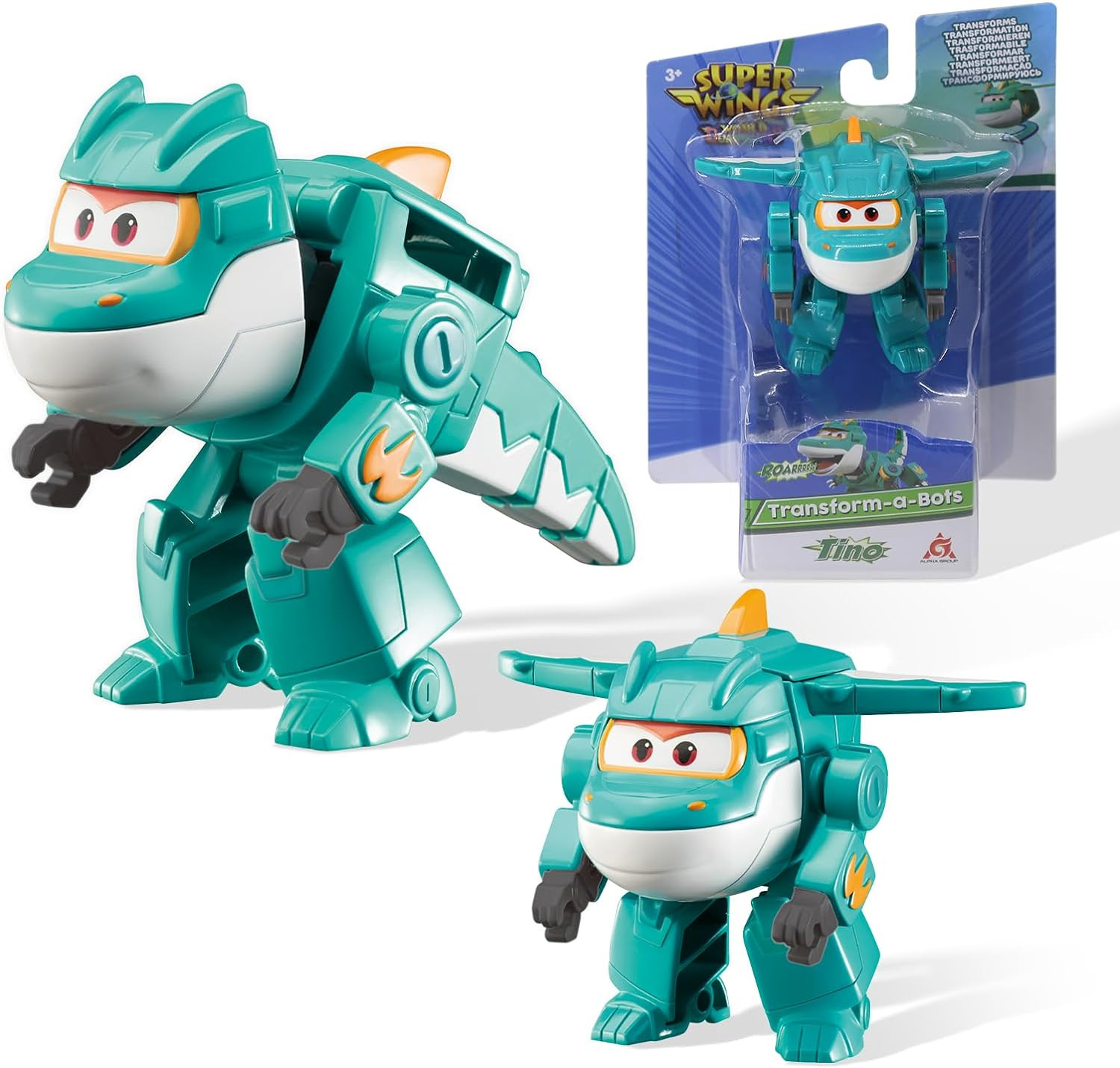 Super Wings Transformable Toys, 2 in Tino Robot Transforming Action Figures, 2-I